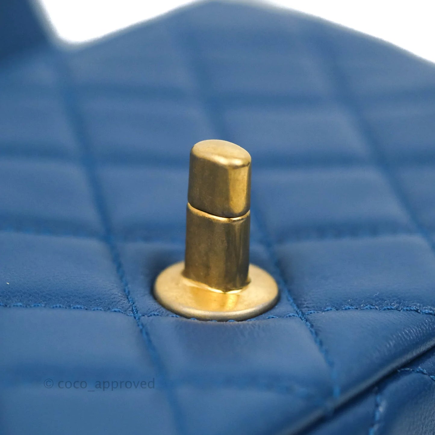 Chanel Quilted Mini Rectangular Pearl Crush Blue Lambskin Aged Gold Hardware