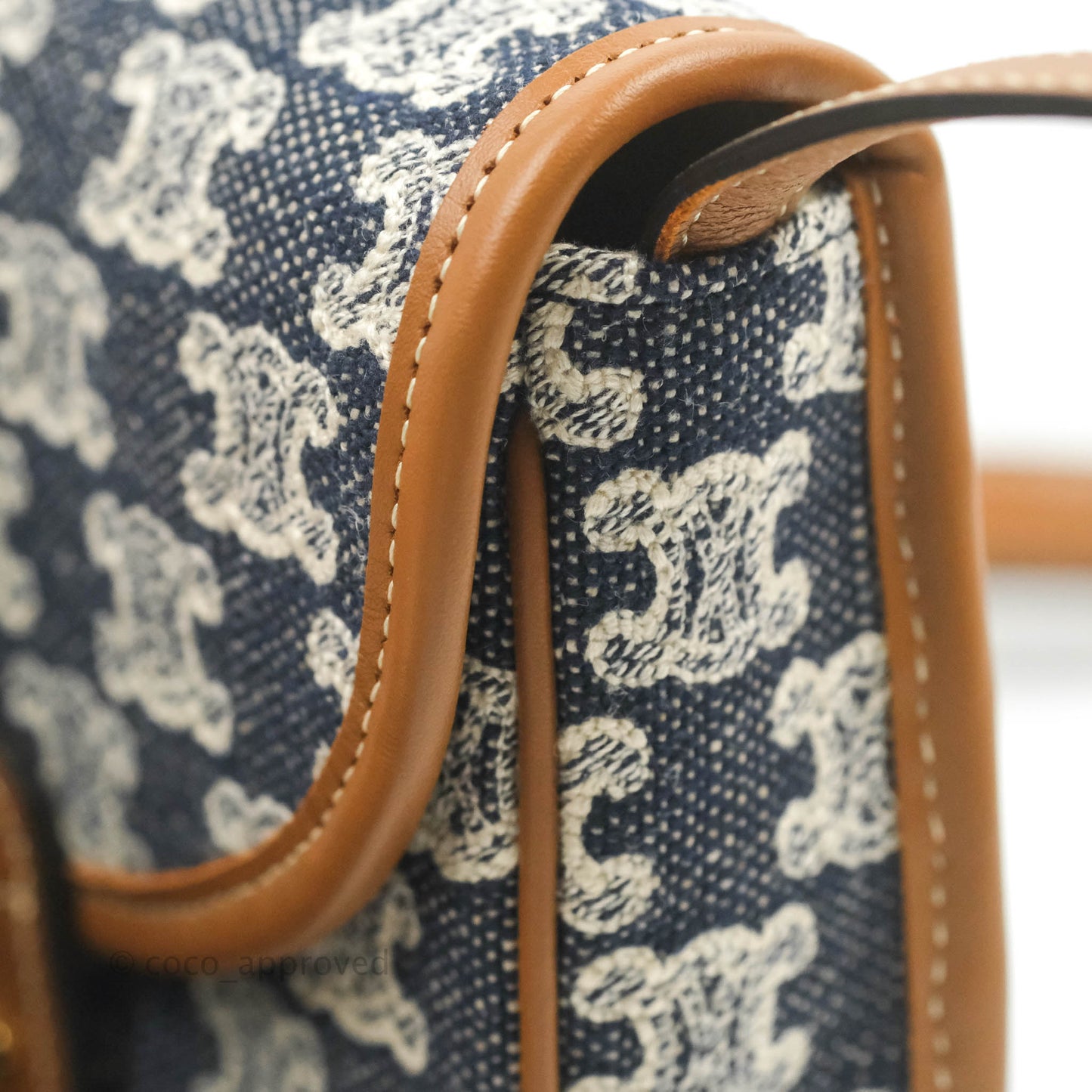 Celine Mini Besace in Navy Textile with Triomphe Embroidery Calfskin