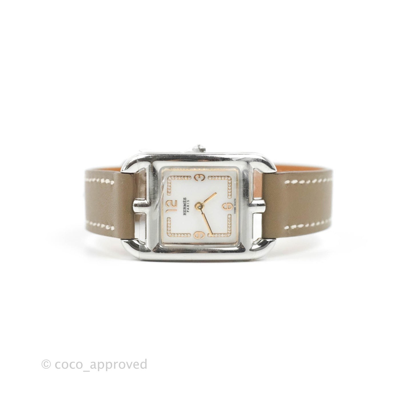 Hermès Cape Cod Serti-Swift Etoupe Watch Palladium Hardware
