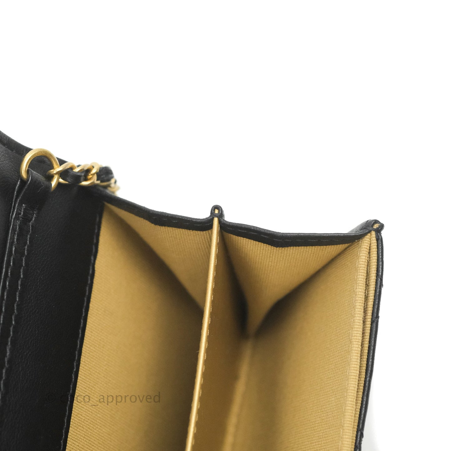 Chanel Pearl Crush Mini Clutch With Chain Black Lambskin Aged Gold Hardware