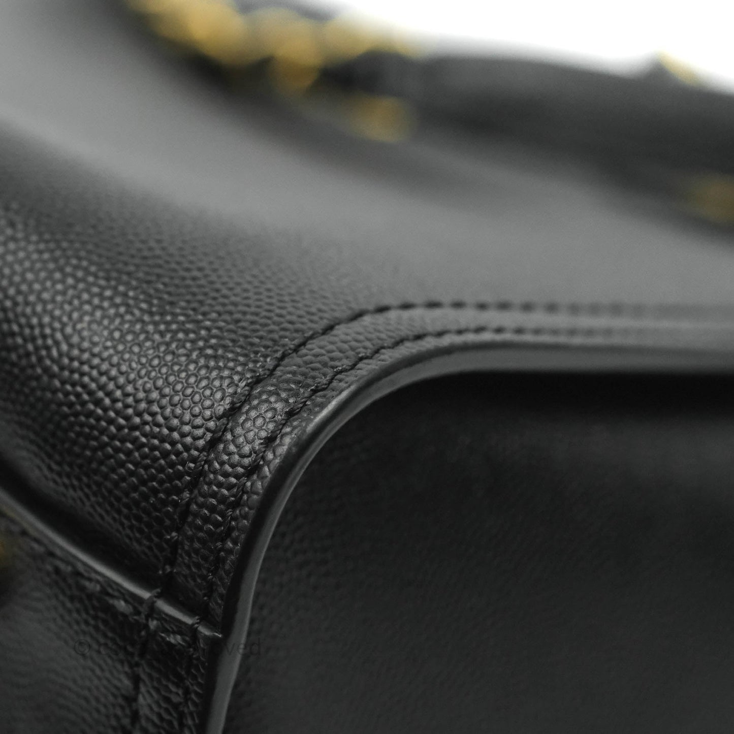 Chanel Small Studded Deauville Tote Black Caviar Gold Hardware