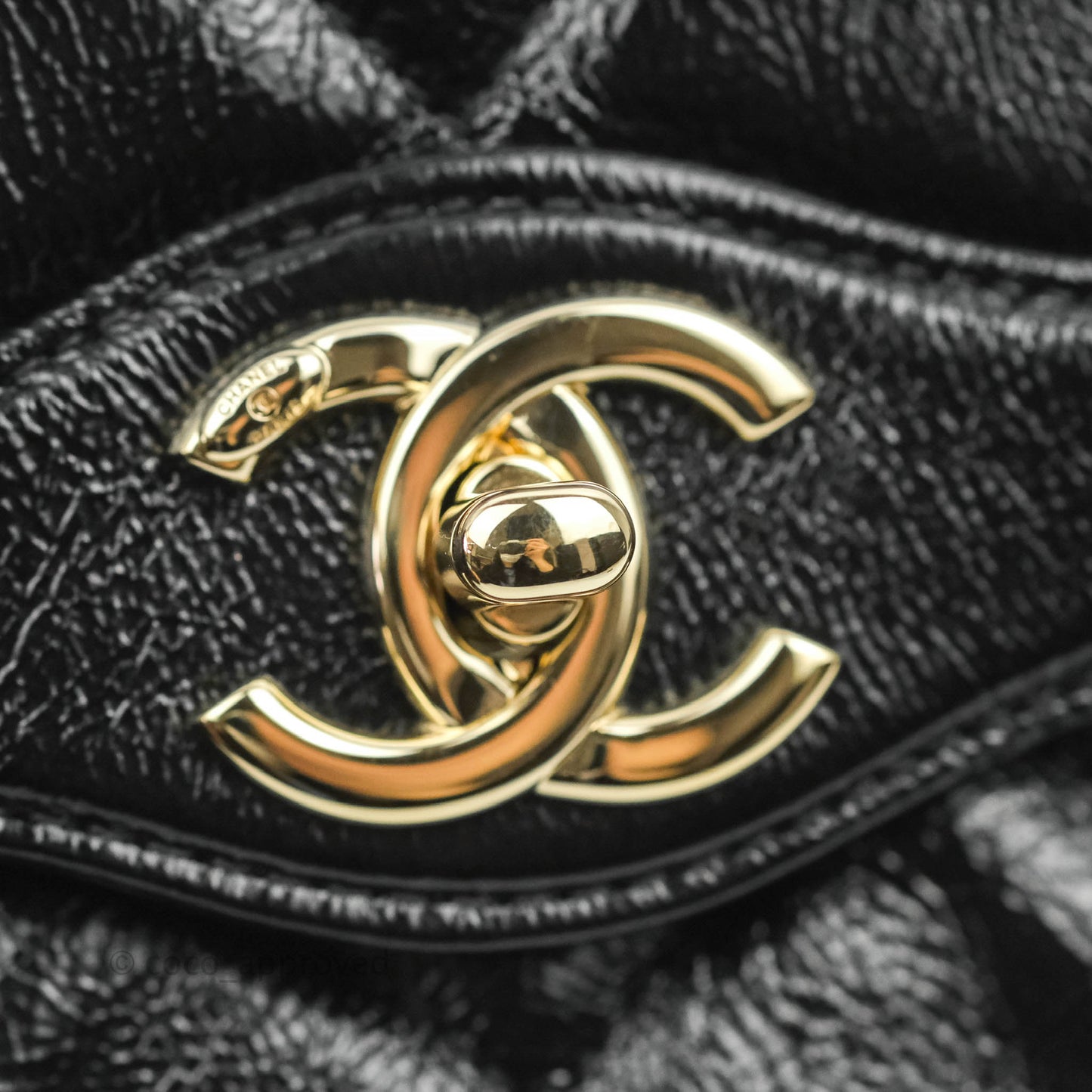 Chanel CC Flap Bag Quilted Shiny Aged Calfskin Gold Hardware