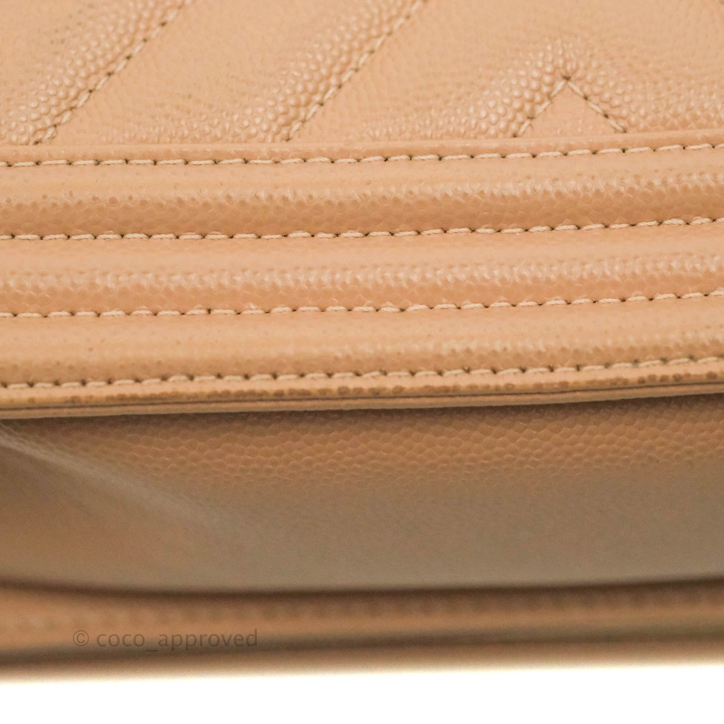 Chanel Small Chevron Boy Dark Beige Caviar Gold Hardware