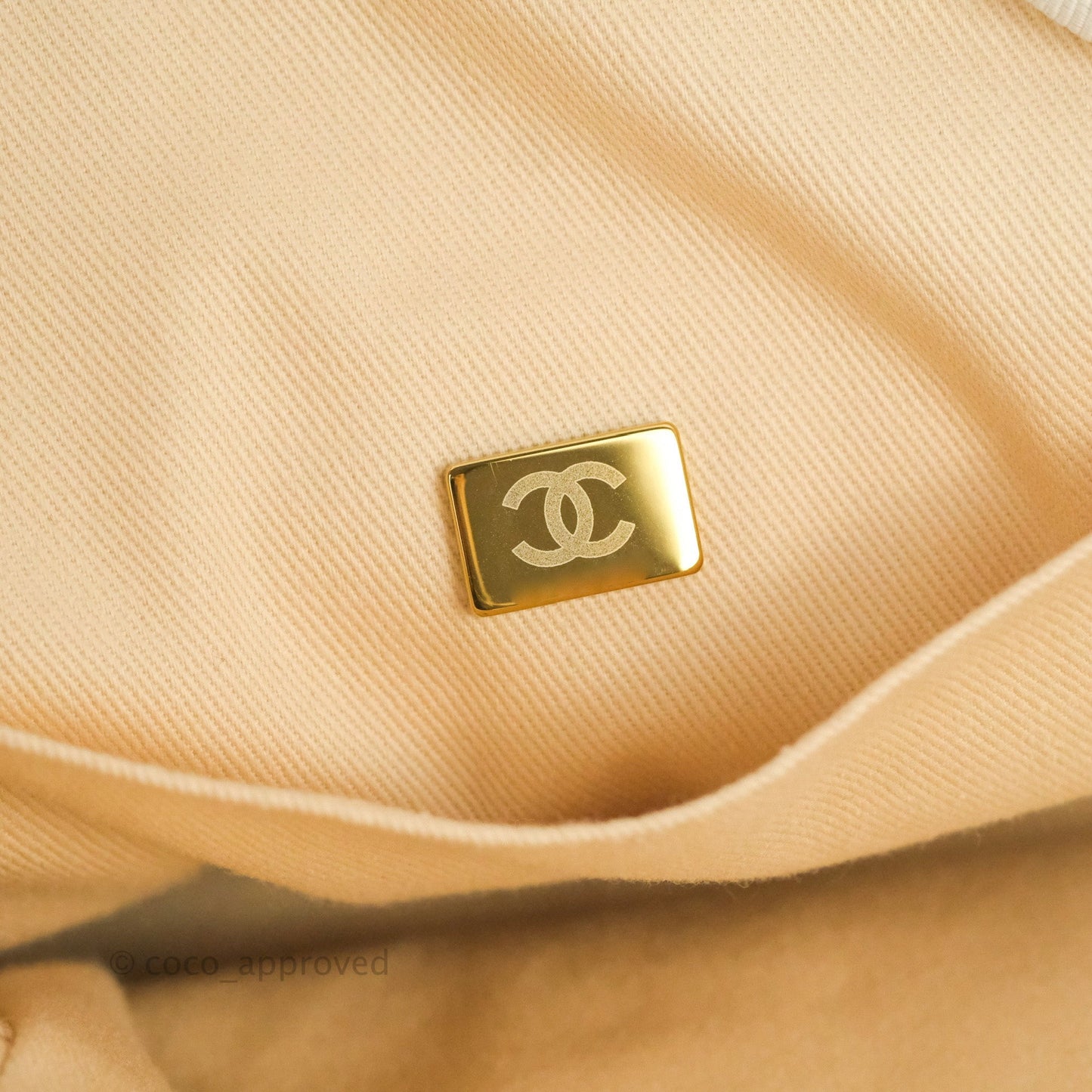 Chanel Large Deauville Ivory/Gold Canvas Gold Hardware
