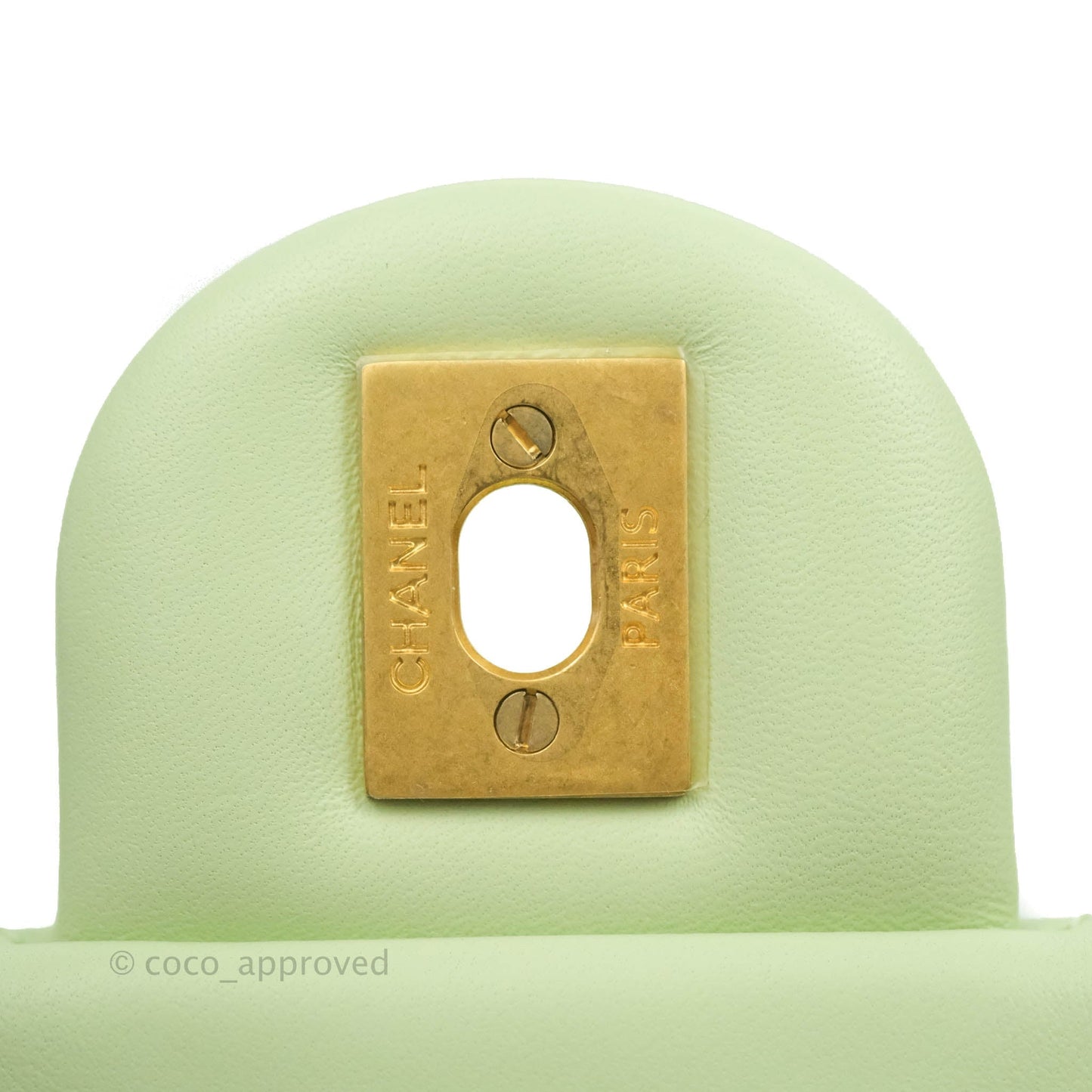 Chanel Pearl Crush Mini Square Quilted Avocado Green Lambskin Aged Gold Hardware