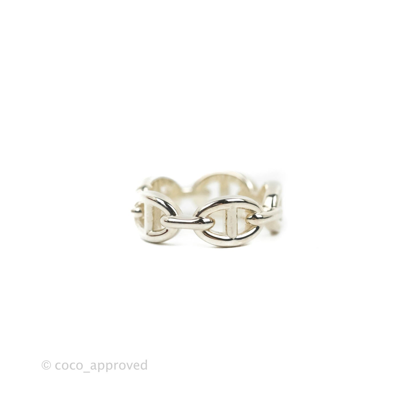 Hermès Sterling Silver PM Chaine d'Ancre Enchainee Band Ring 54