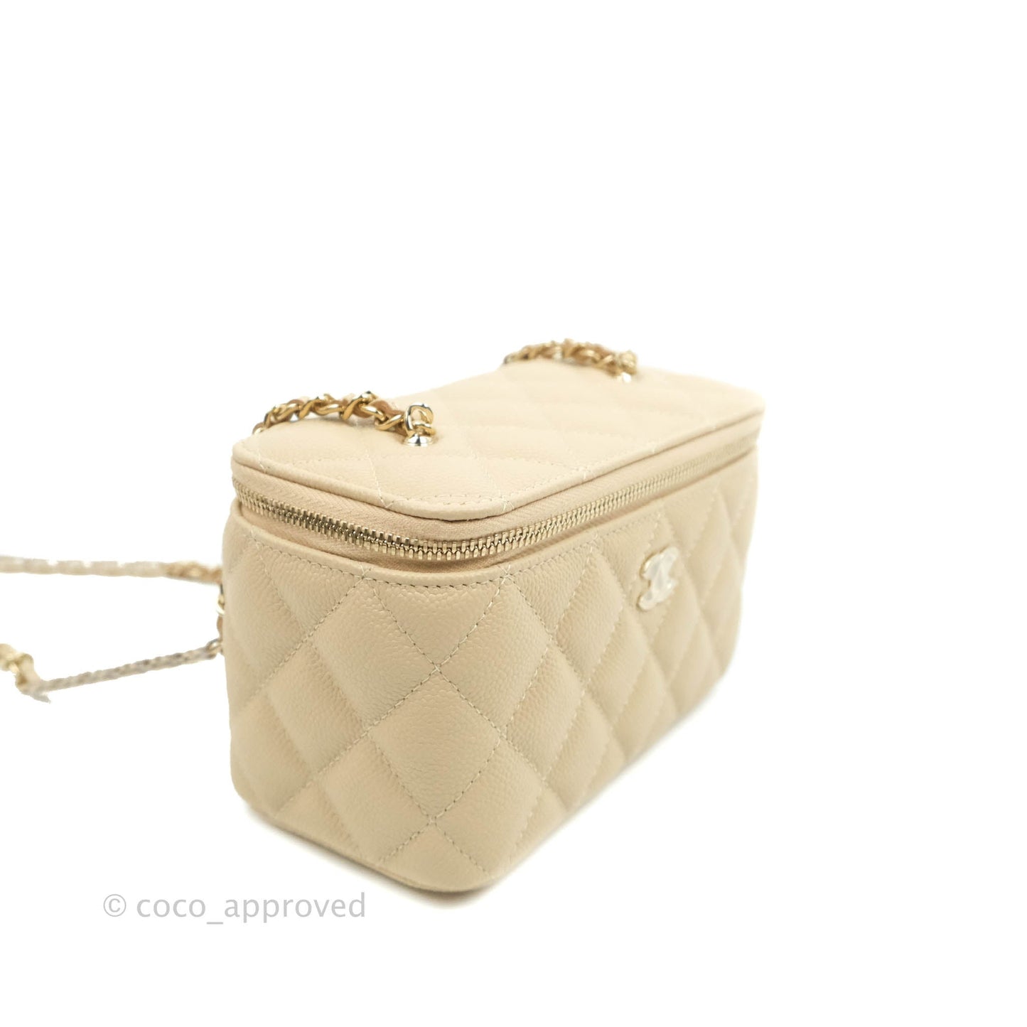 Chanel Vanity with CC Chain Light Beige Caviar Gold Hardware