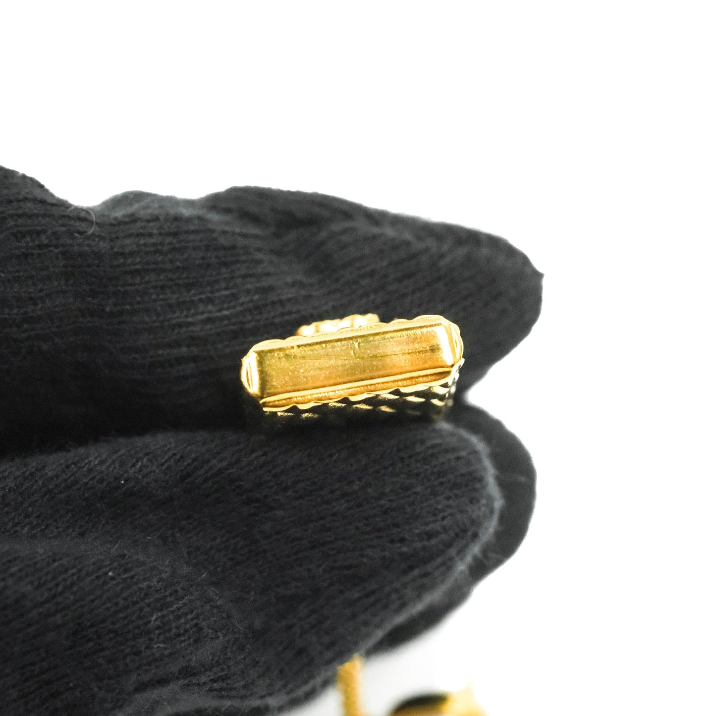 Chanel Chanel Perfume Rhinestone Pearl Long Drop Earrings Gold Tone 20A