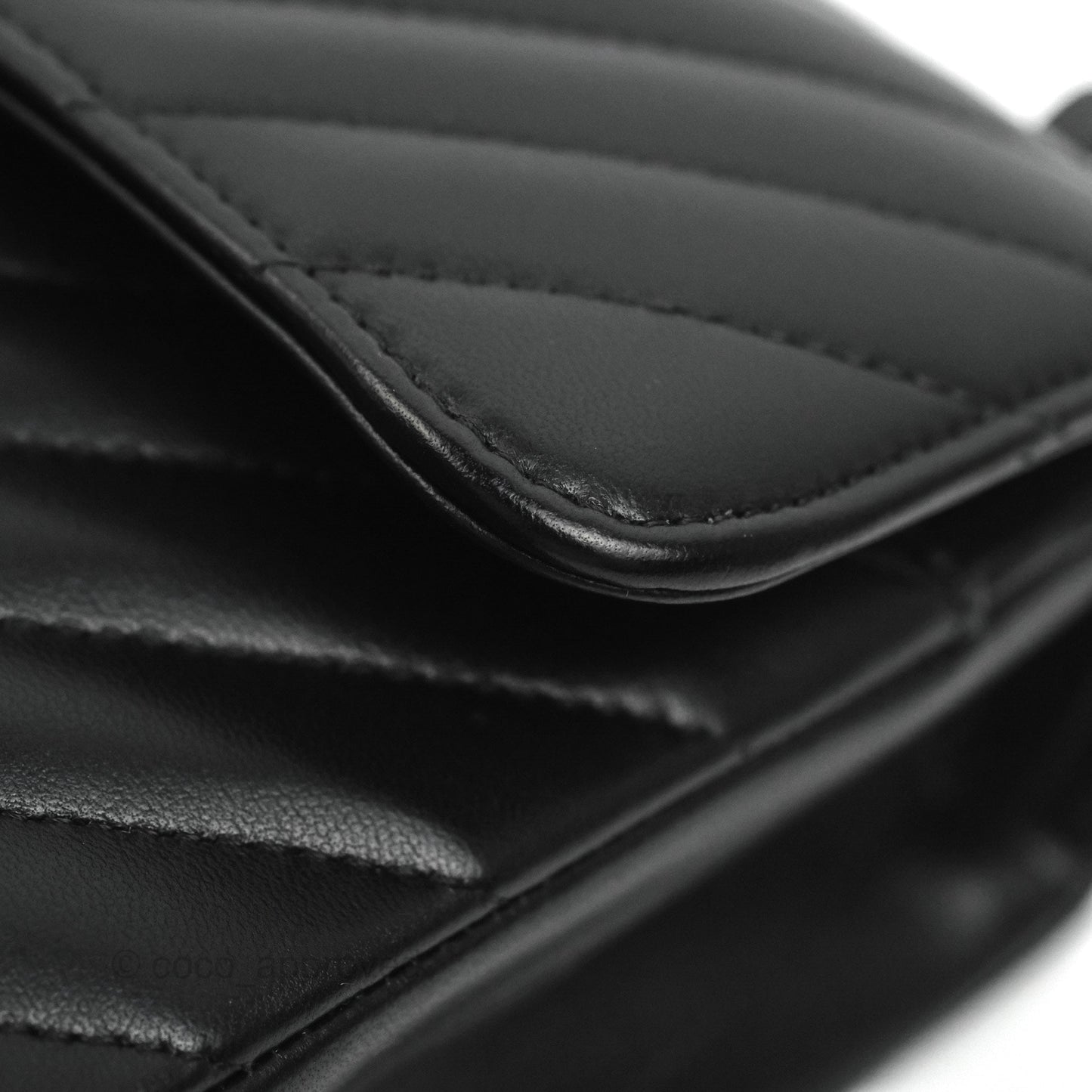 Chanel Small Classic Flap Chevron Black Lambskin Silver Hardware 21C