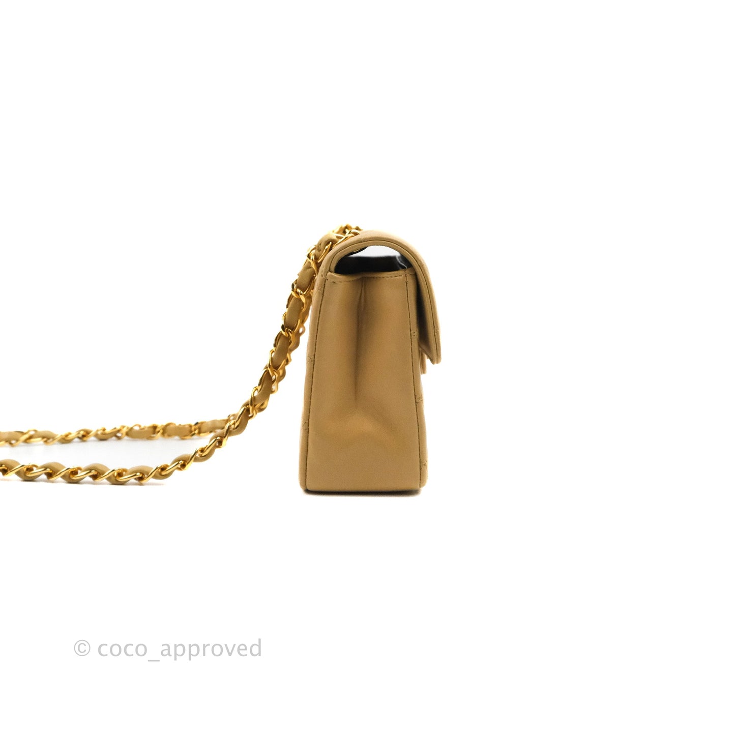 Chanel Vintage Mini Square Beige Lambskin 24K Gold Hardware