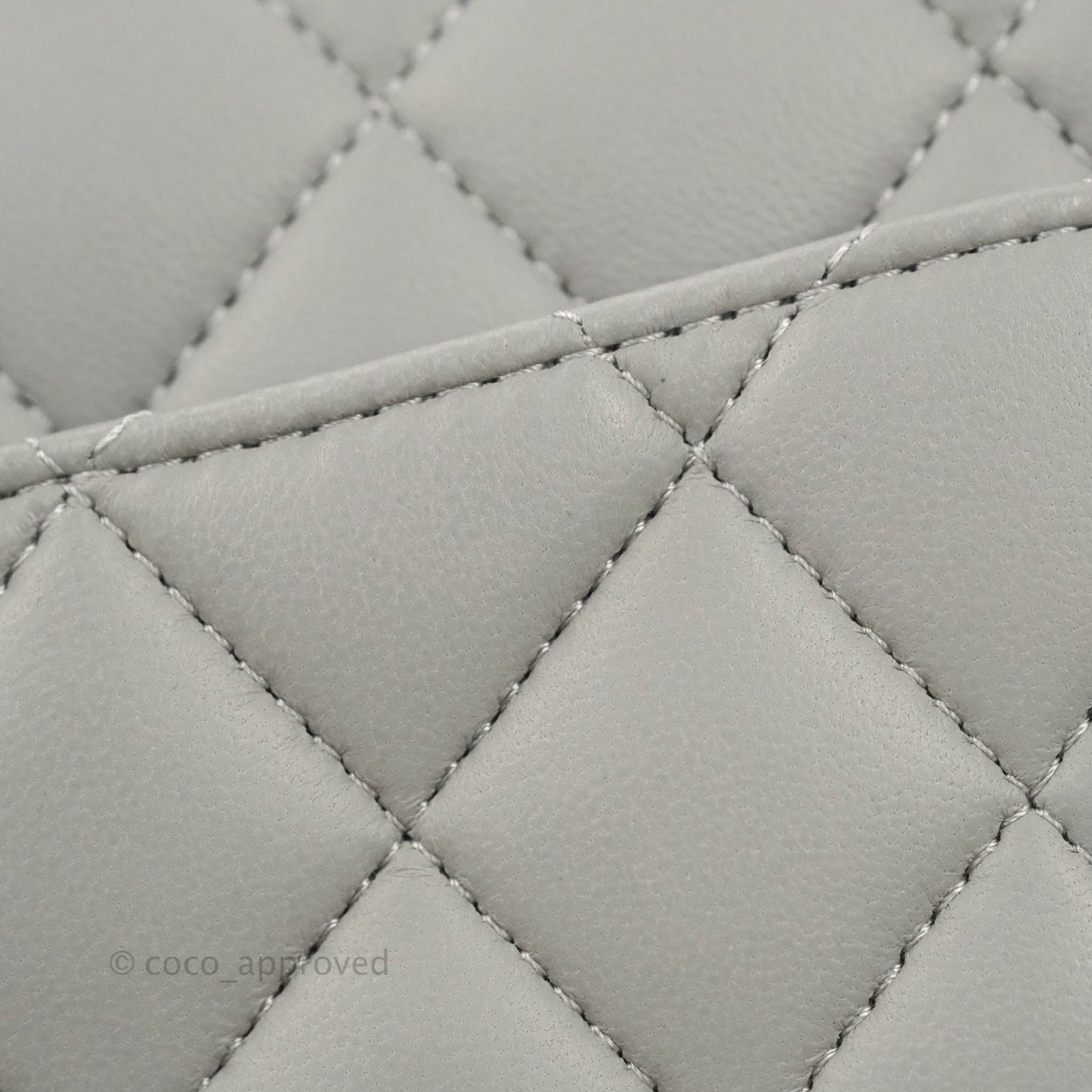 Chanel Small Classic Quilted Flap Grey Lambskin Silver Hardware