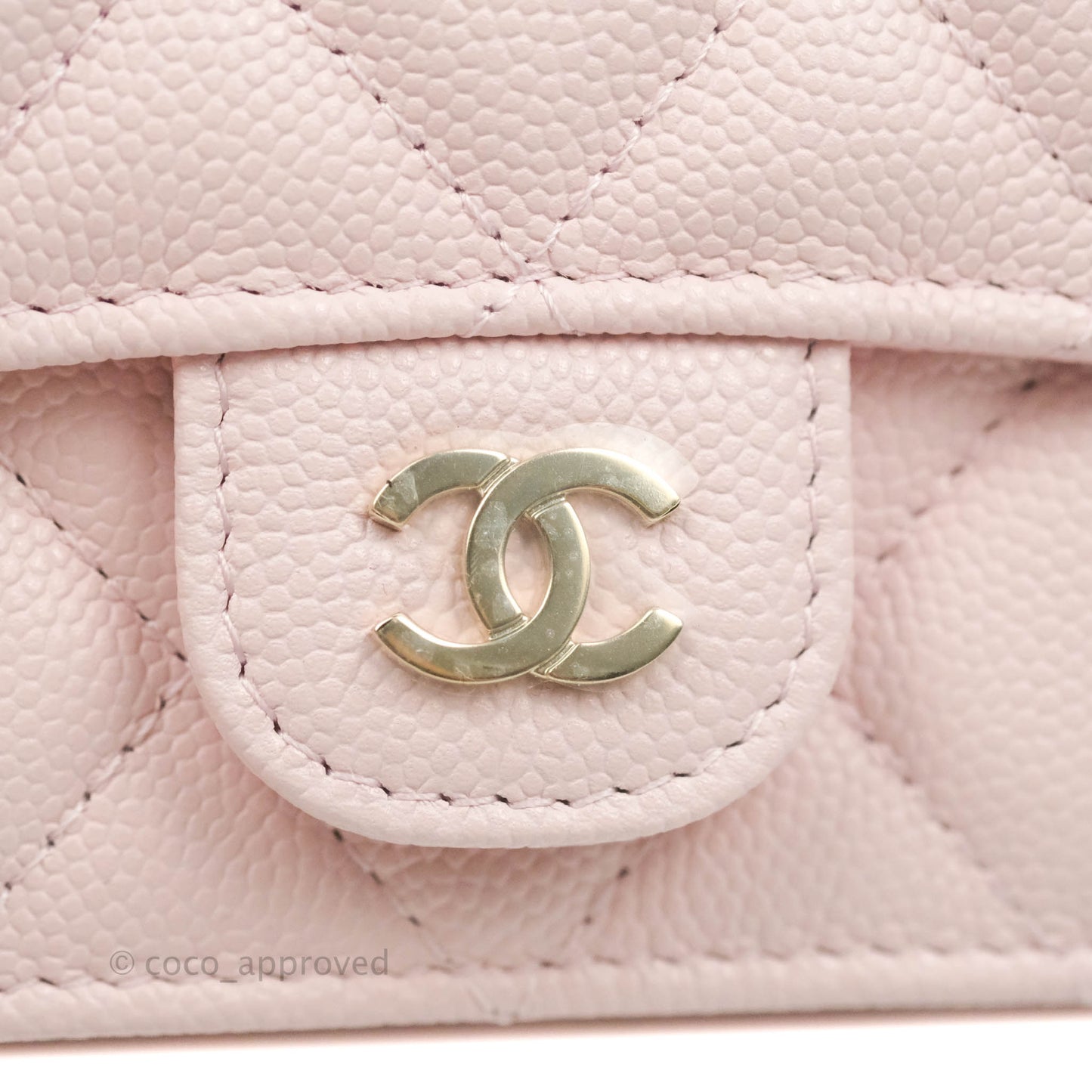 Chanel Mini Wallet With Chain Light Pink Caviar Gold Hardware