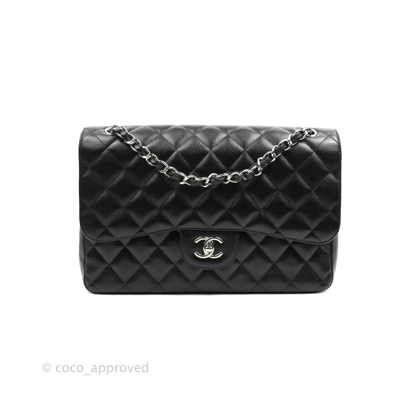 Chanel Jumbo Double Flap Black Caviar Silver Hardware⁣⁣