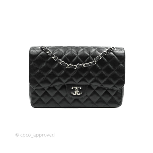 Chanel Jumbo Double Flap Black Caviar Silver Hardware⁣⁣