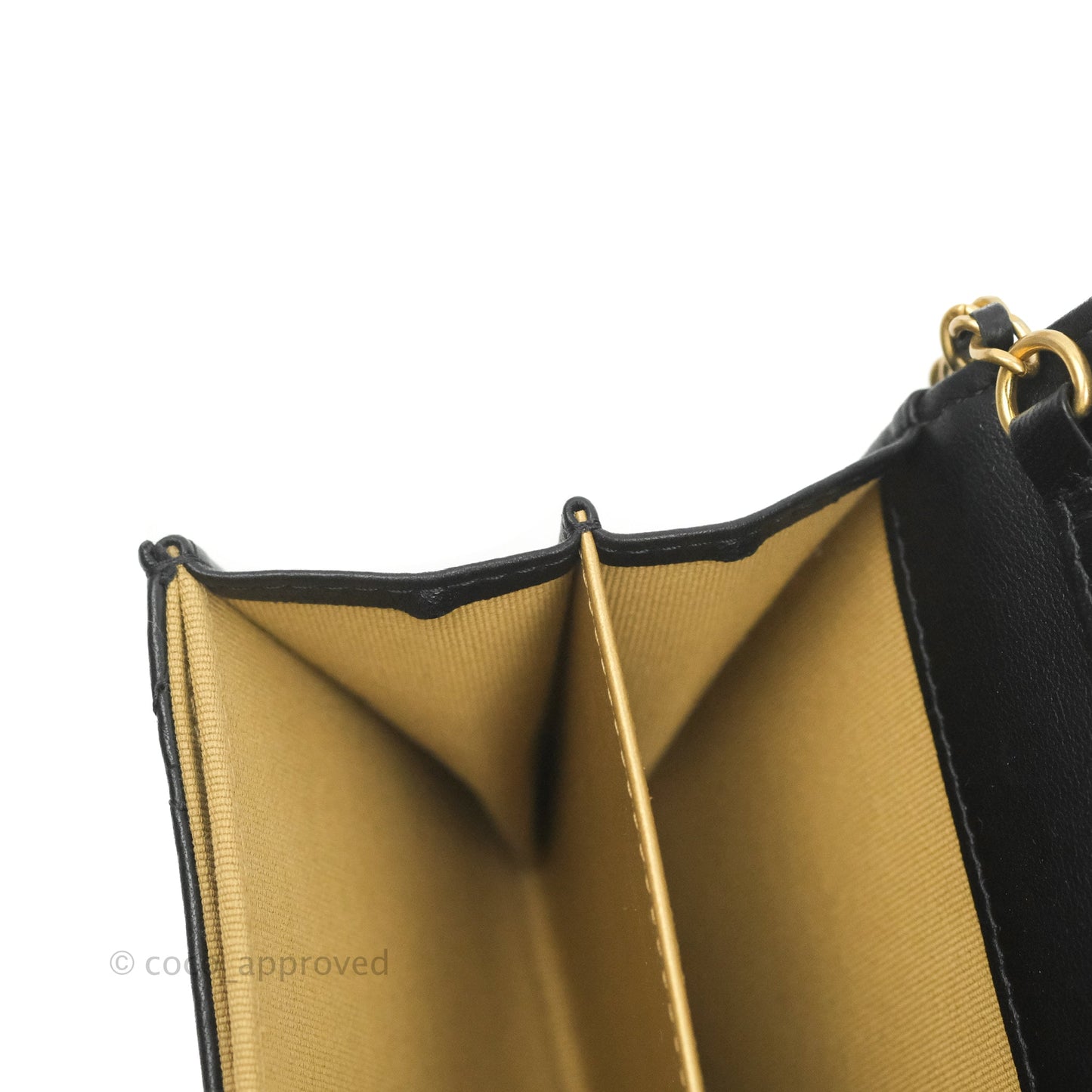 Chanel Pearl Crush Mini Clutch With Chain Black Lambskin Aged Gold Hardware