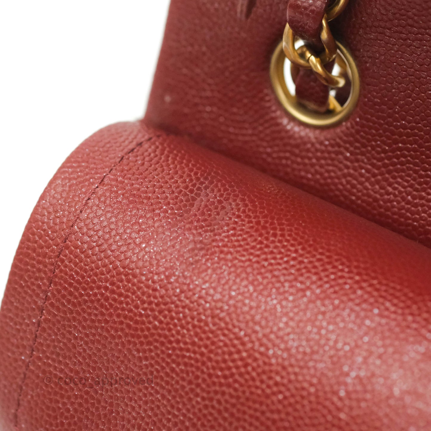 Chanel Small Classic Quilted Flap Iridescent Burgundy Caviar Aged Gold Hardware 18C