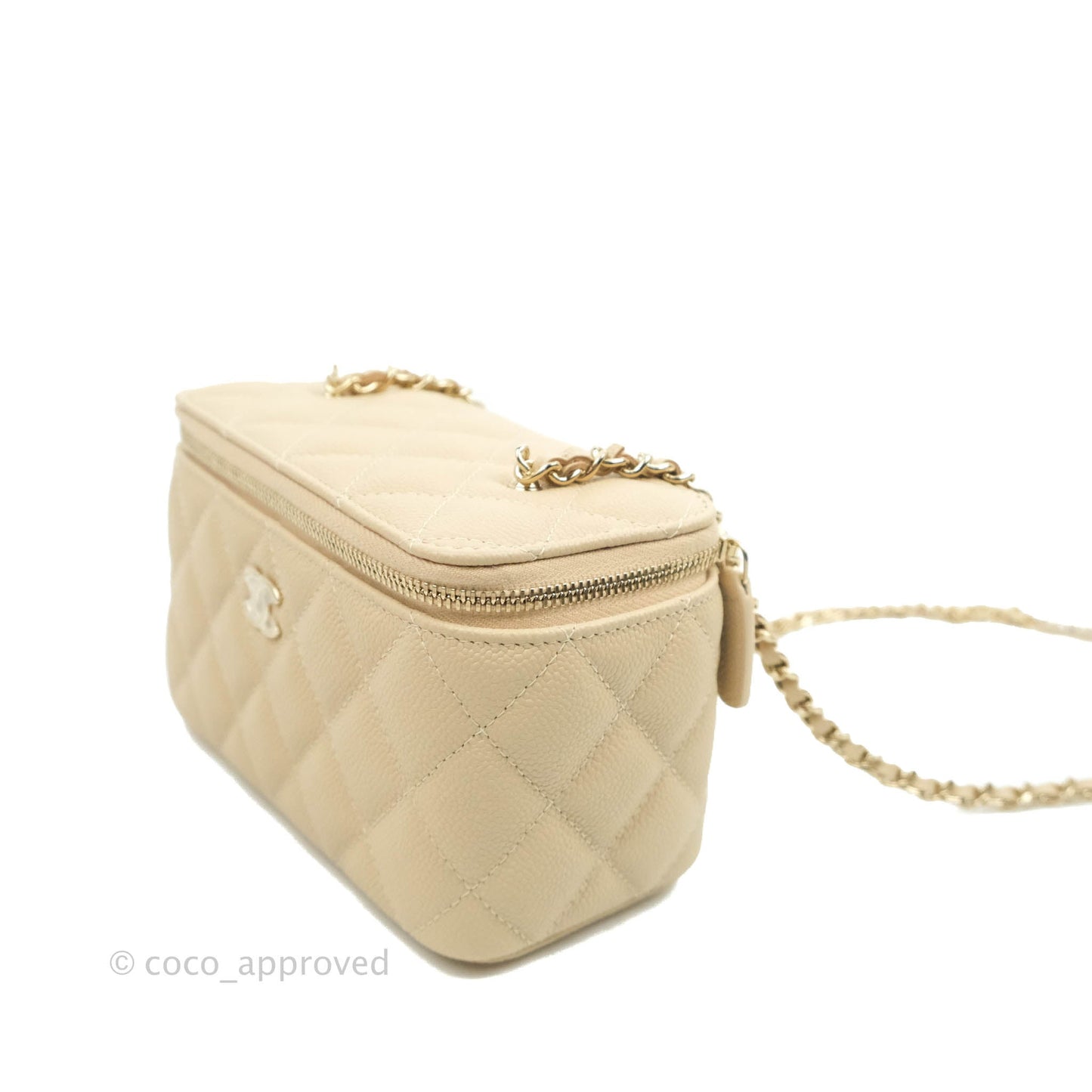Chanel Vanity with CC Chain Light Beige Caviar Gold Hardware