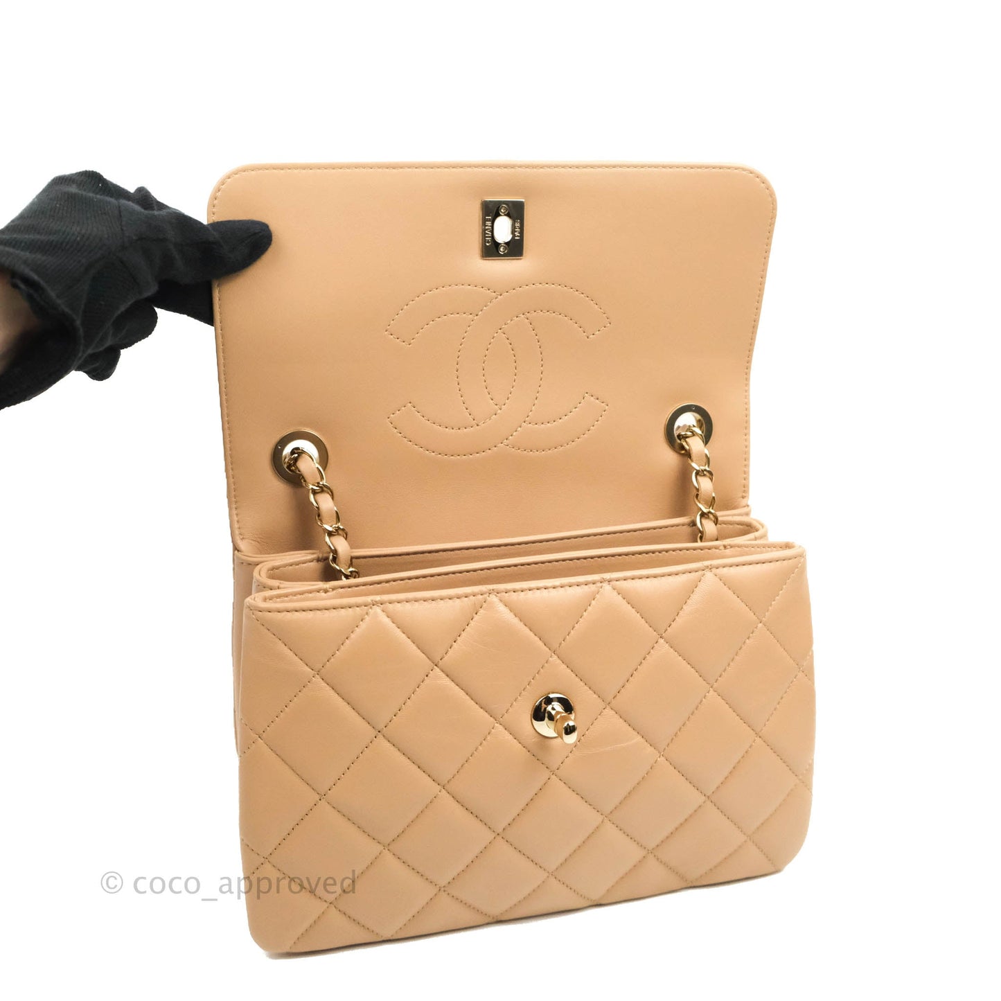 Chanel Trendy CC Small Beige Lambskin Gold Hardware 22S
