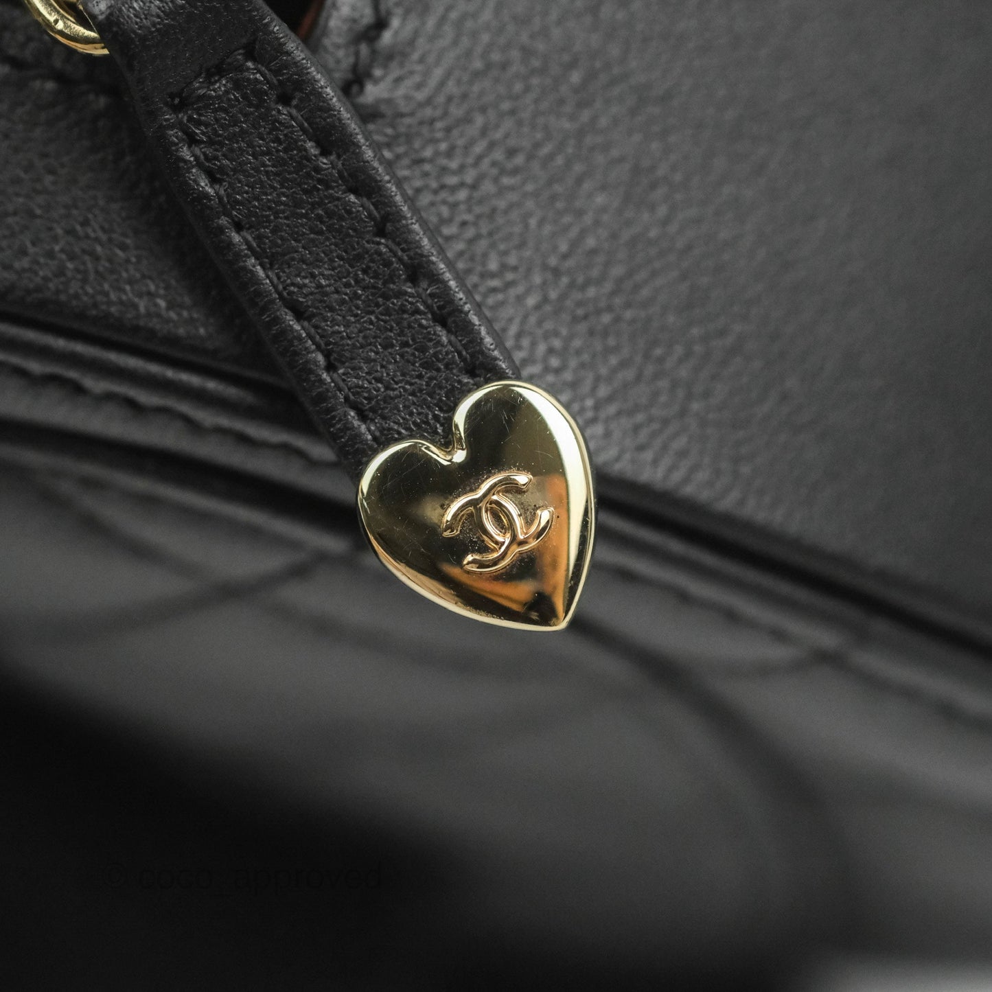 Chanel Small Heart Bag Black Lambskin Gold Hardware 22S