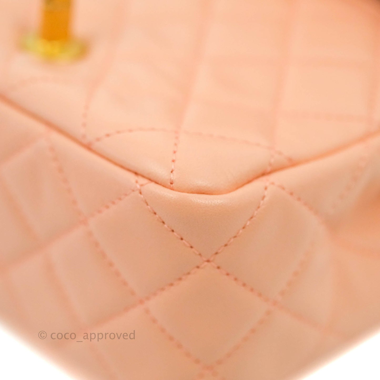 Chanel Pearl Crush Mini Square Quilted Peach Beige Lambskin Aged Gold Hardware