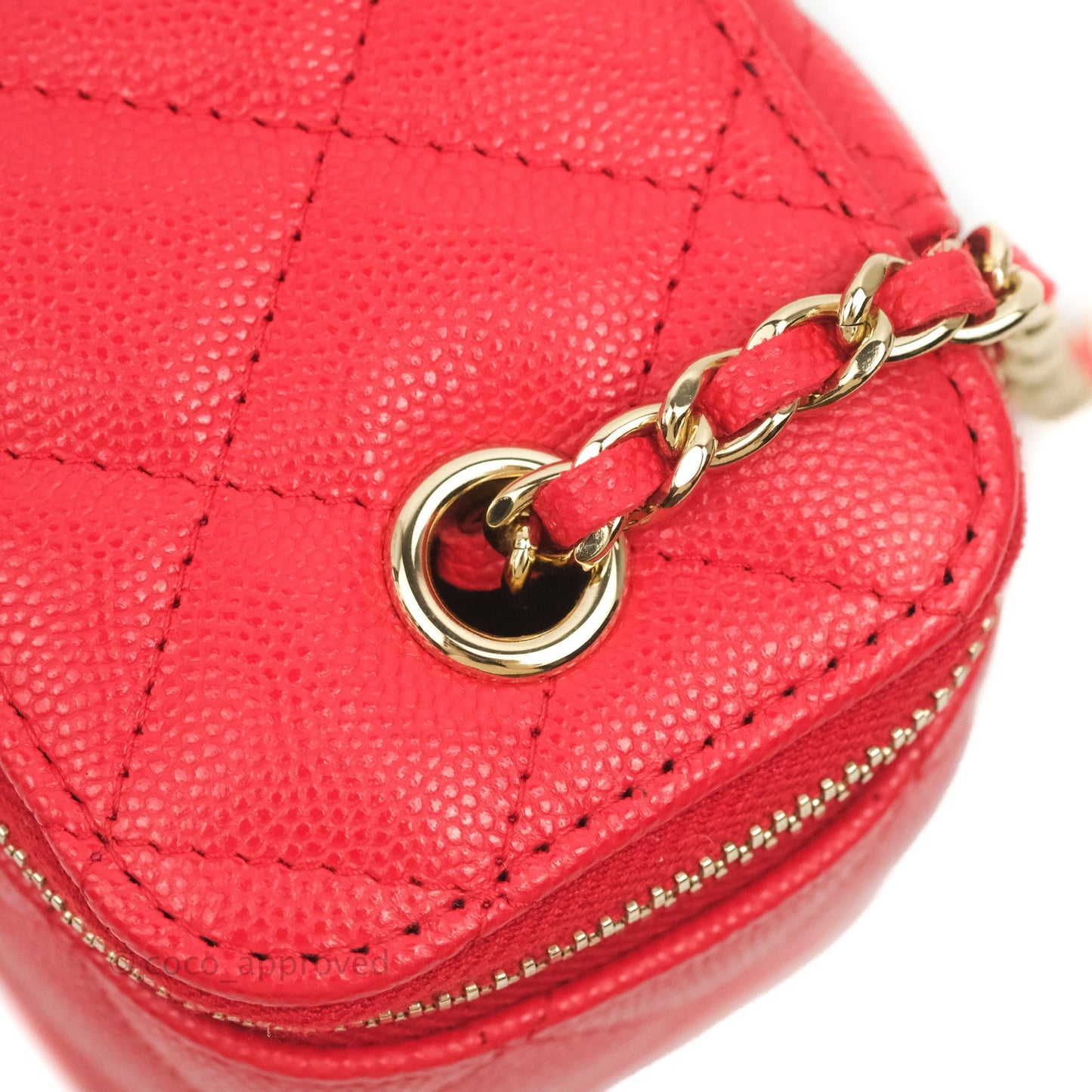 Chanel Mini Vanity With Chain Red Caviar Gold Hardware