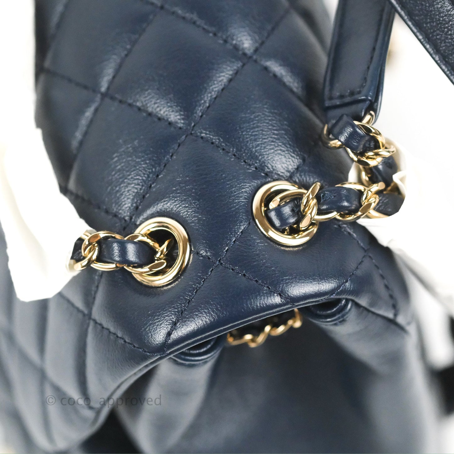 Chanel Duma Backpack Medium Navy Calfskin Gold Hardware 23P