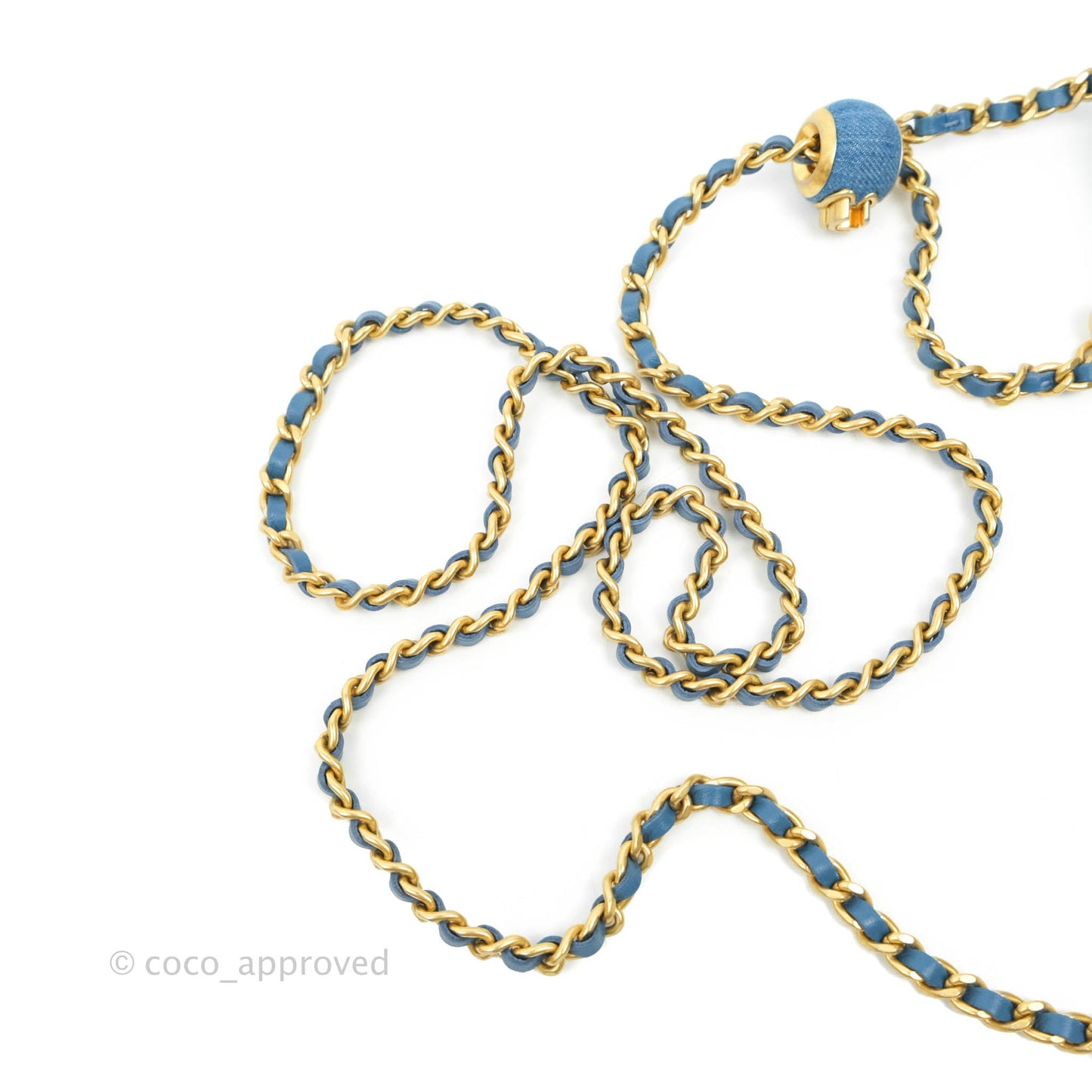 Chanel Quilted Pearl Crush Wallet on Chain WOC Denim Aged Gold Hardware