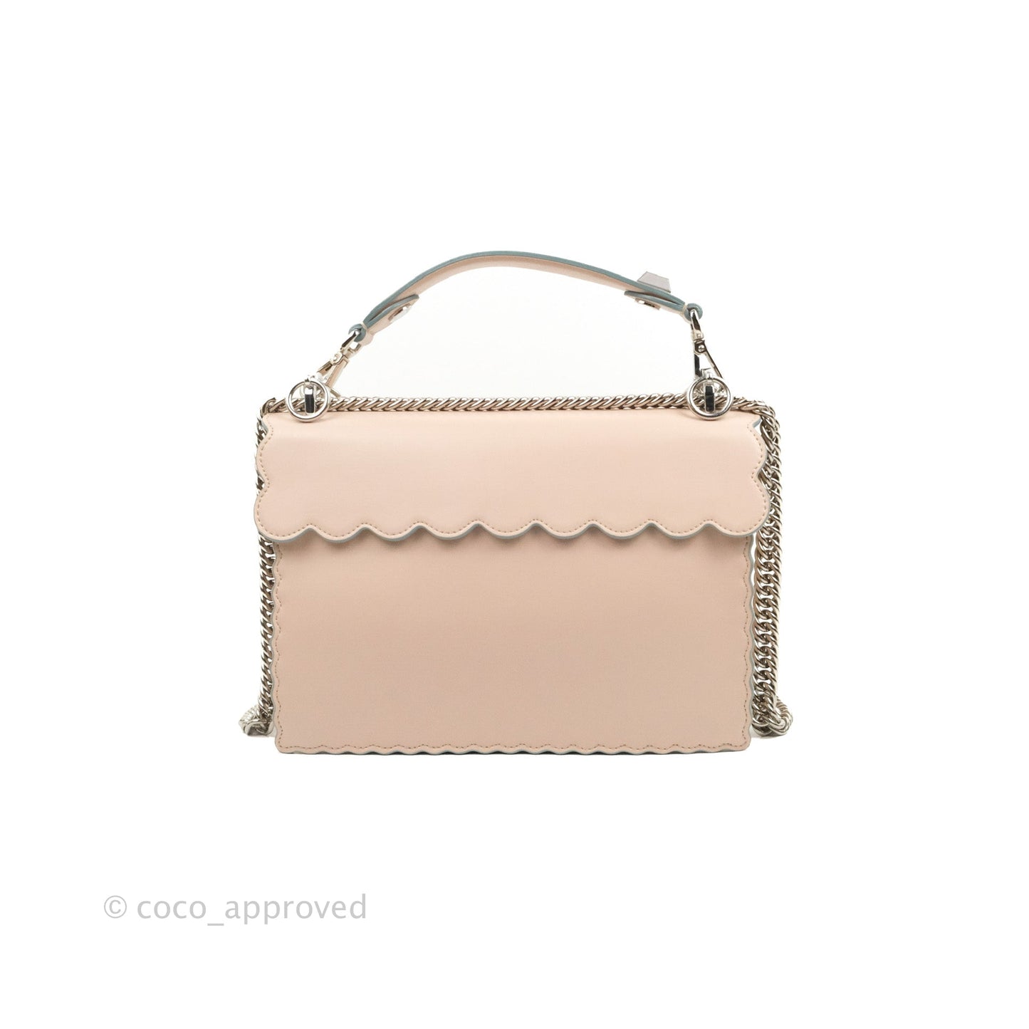 Fendi Kan I Scalloped Shoulder Bag Pale Pink Silver Hardware