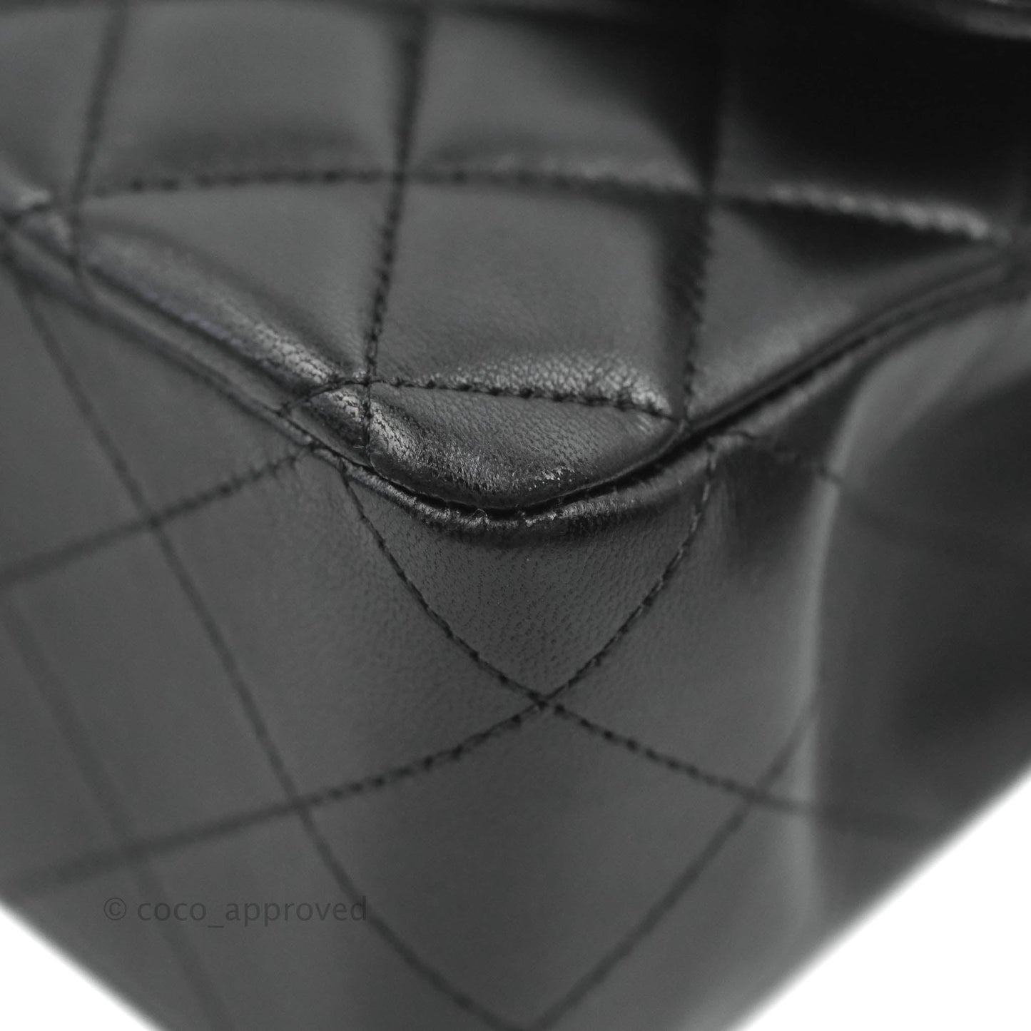 Chanel Classic M/L Medium Flap Quilted Black Lambskin Silver Hardware