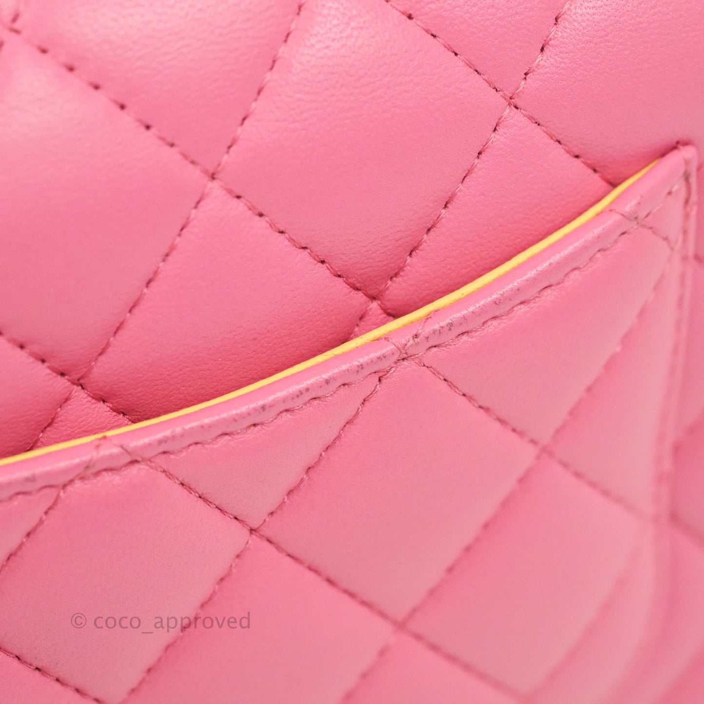 Chanel Mini Rectangular Pink Lambskin Rainbow Hardware