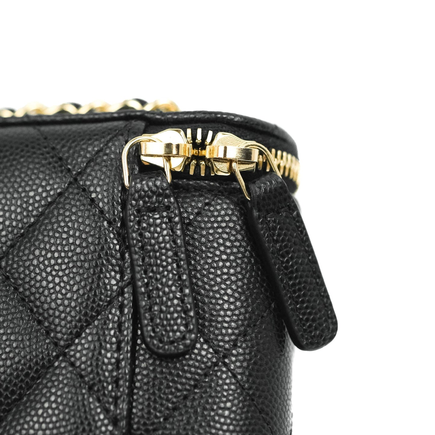 Chanel Classic Mini Vanity With Chain Black Caviar Gold Hardware
