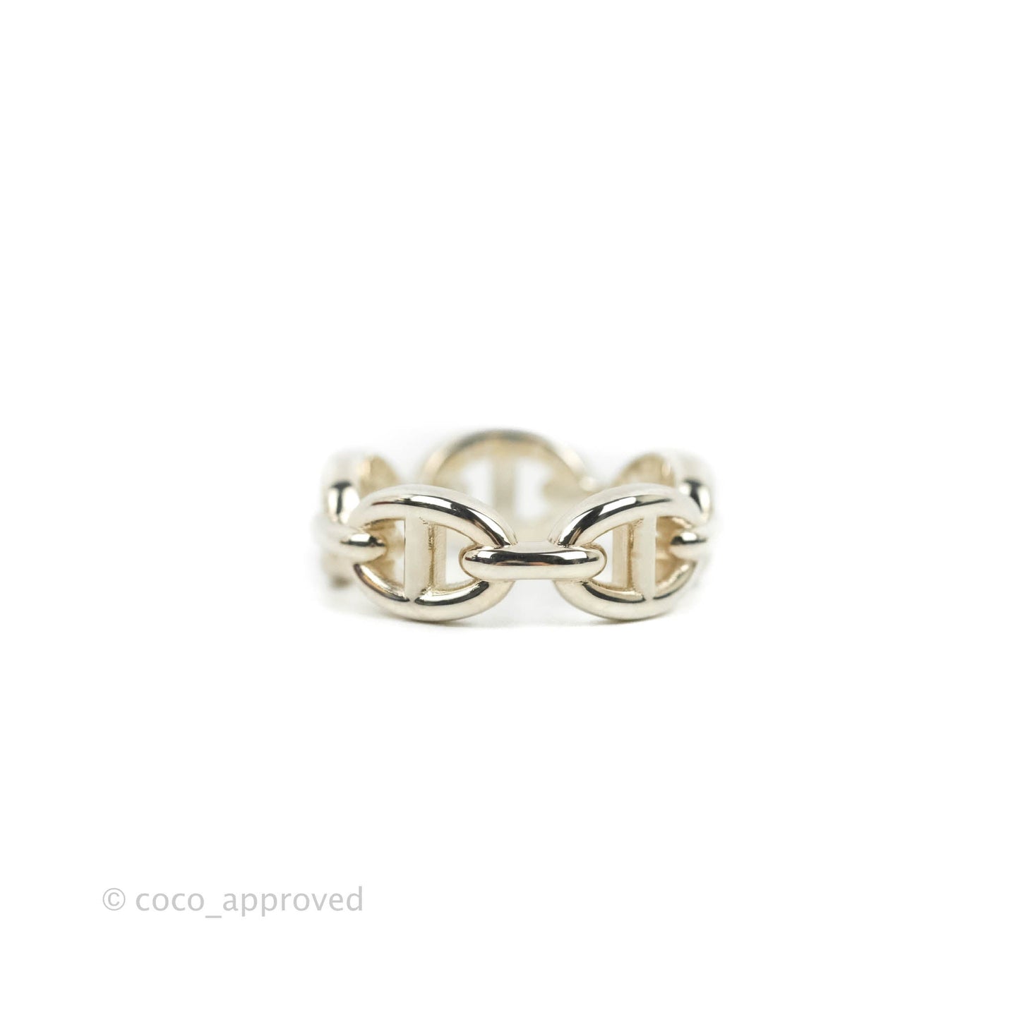 Hermès Sterling Silver PM Chaine d'Ancre Enchainee Band Ring 54