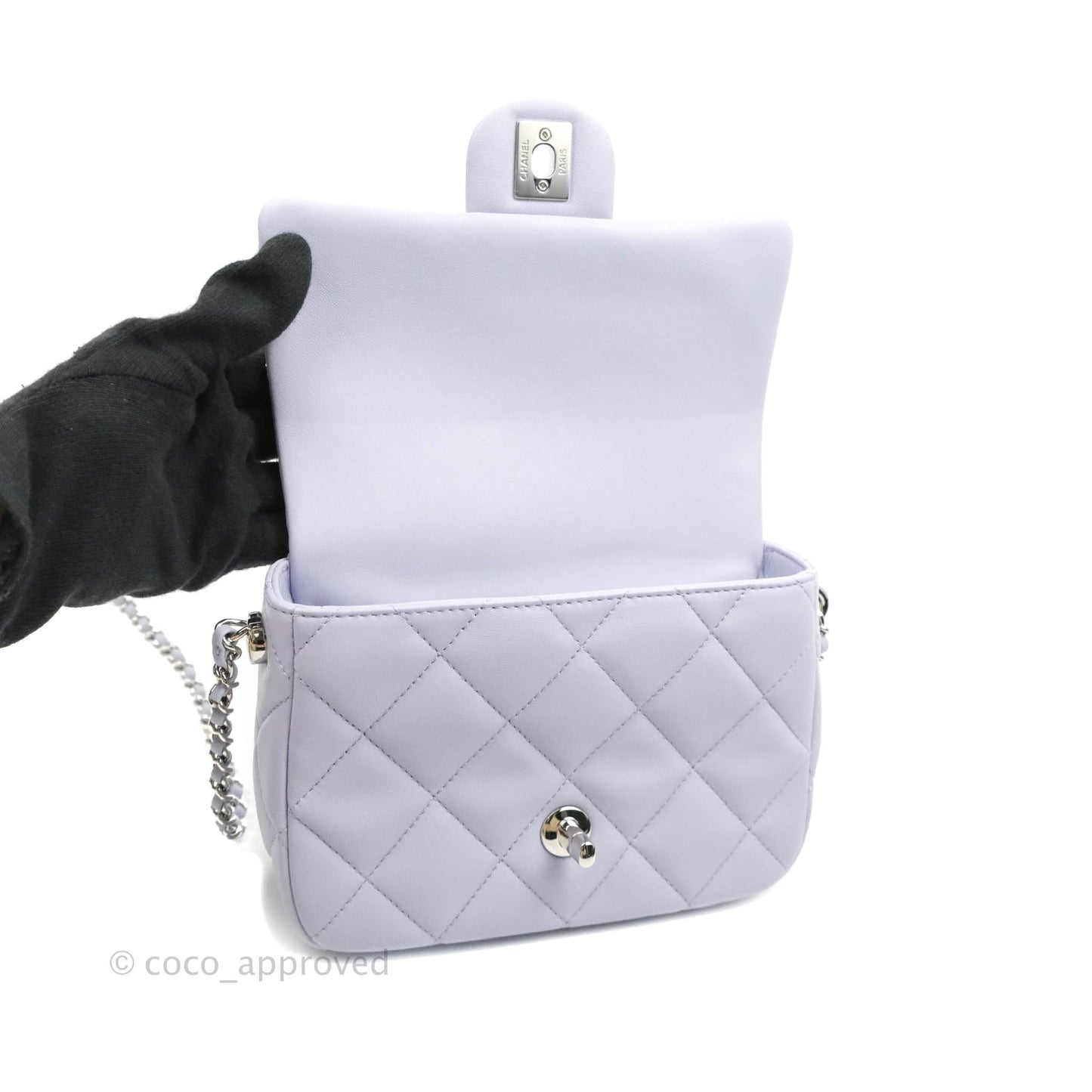 Chanel Quilted My Perfect Mini With Pearl Lilac Lambskin Silver Hardware