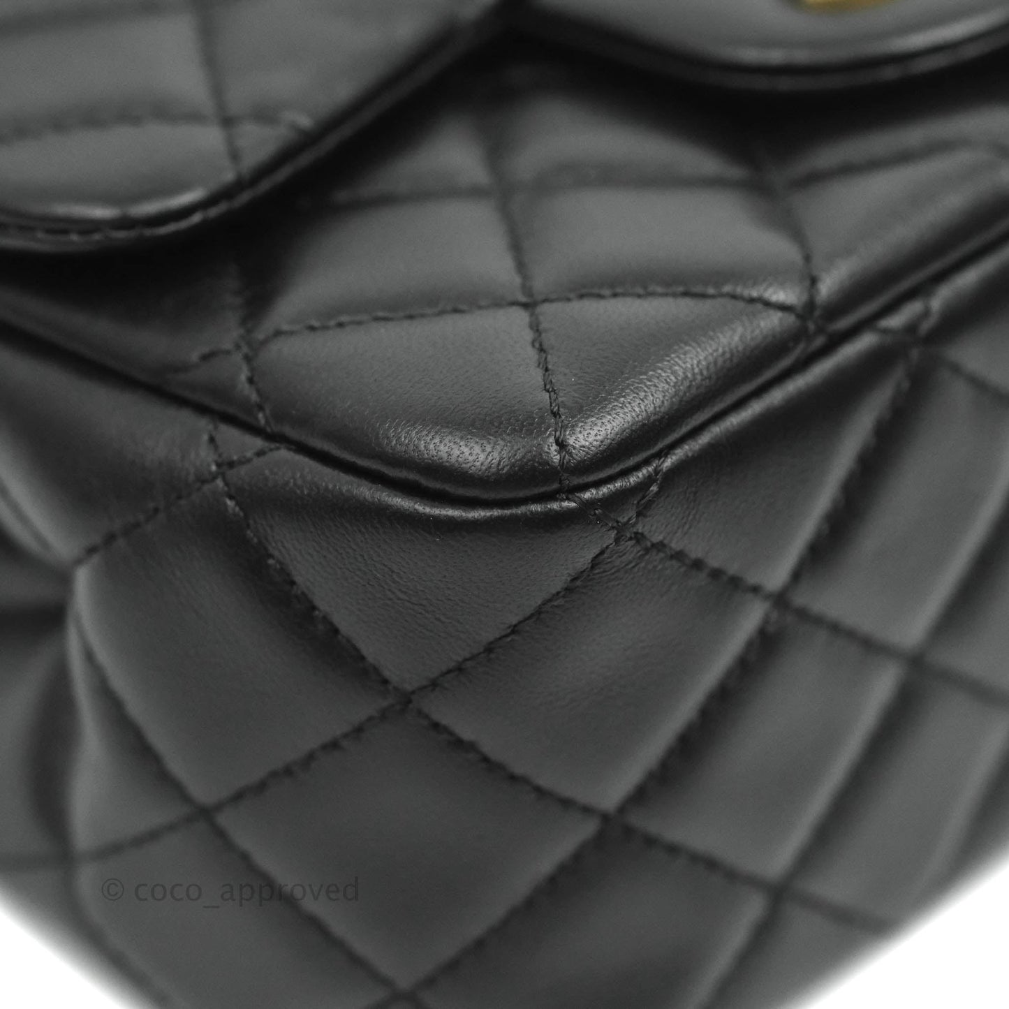 Chanel Romance Mini Square Flap Black Lambskin Aged Gold Hardware