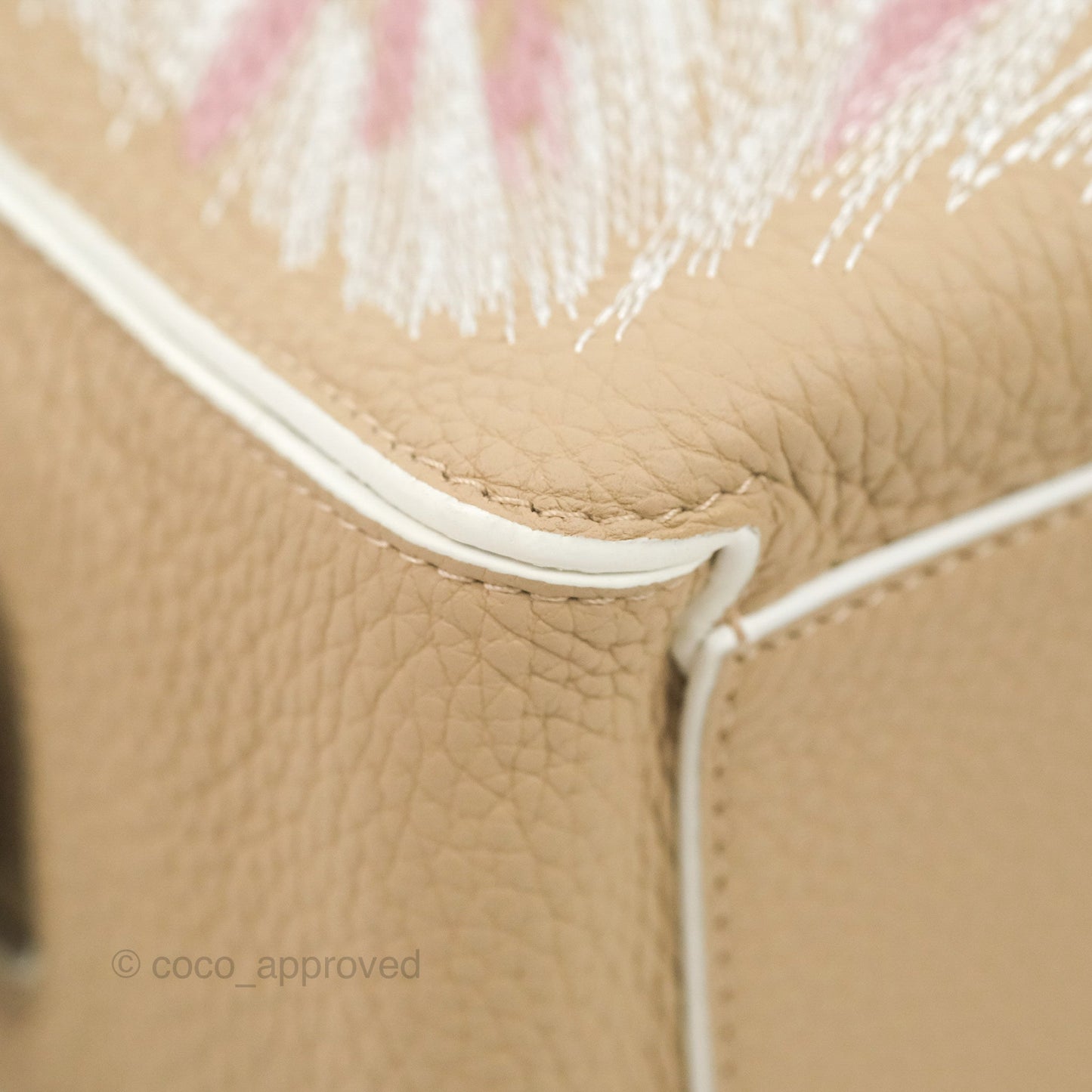Delvaux Cool Box Mini Taurillon Soft Grained Calfskin Sand Broderies