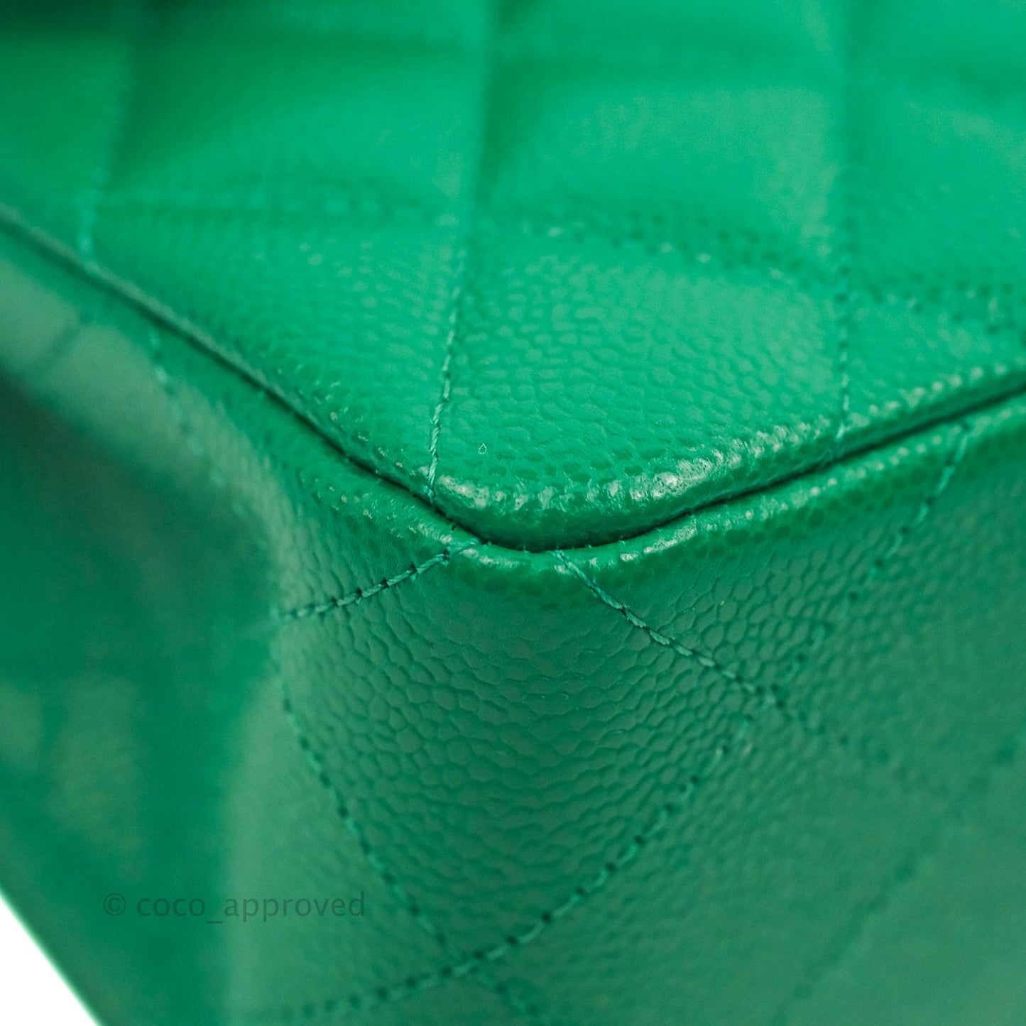 Chanel Small Classic Quilted Flap Green Caviar Silver Hardware 20B