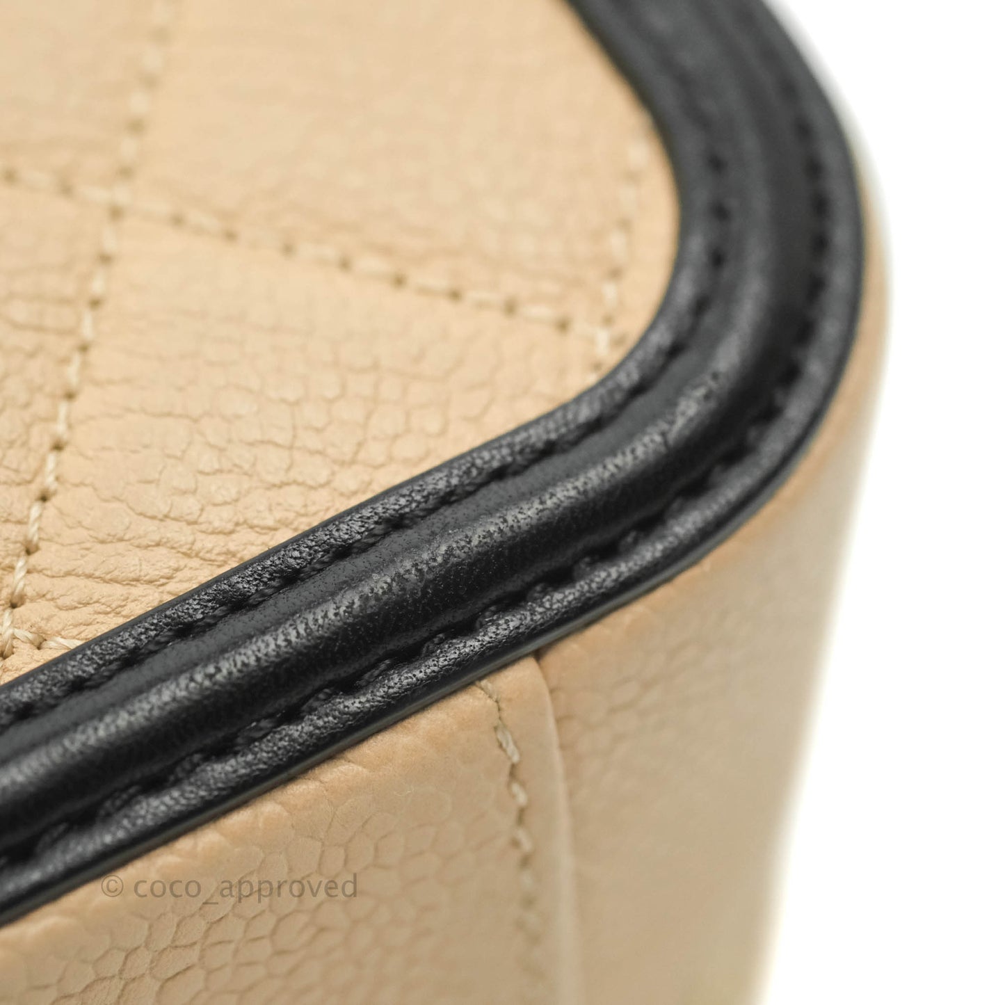 Chanel Quilted Medium CC Filigree Vanity Case Beige Caviar Gold Hardware