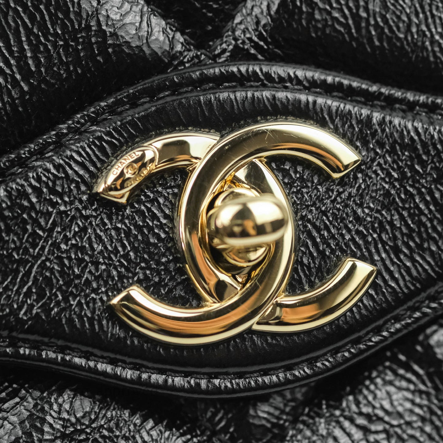 Chanel CC Flap Bag Quilted Shiny Aged Calfskin Gold Hardware