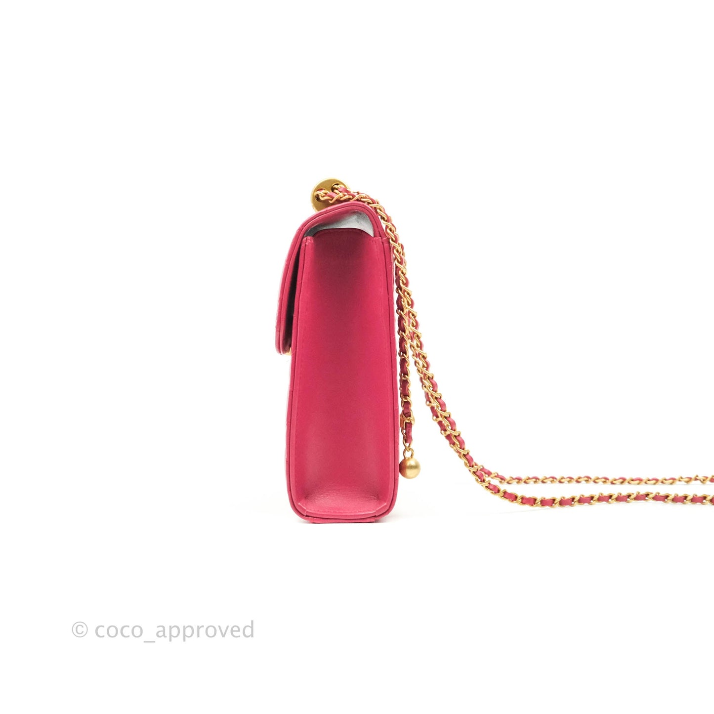 Chanel Quilted Perfect Fit Dark Pink Phone Holder Aged Gold Hardware