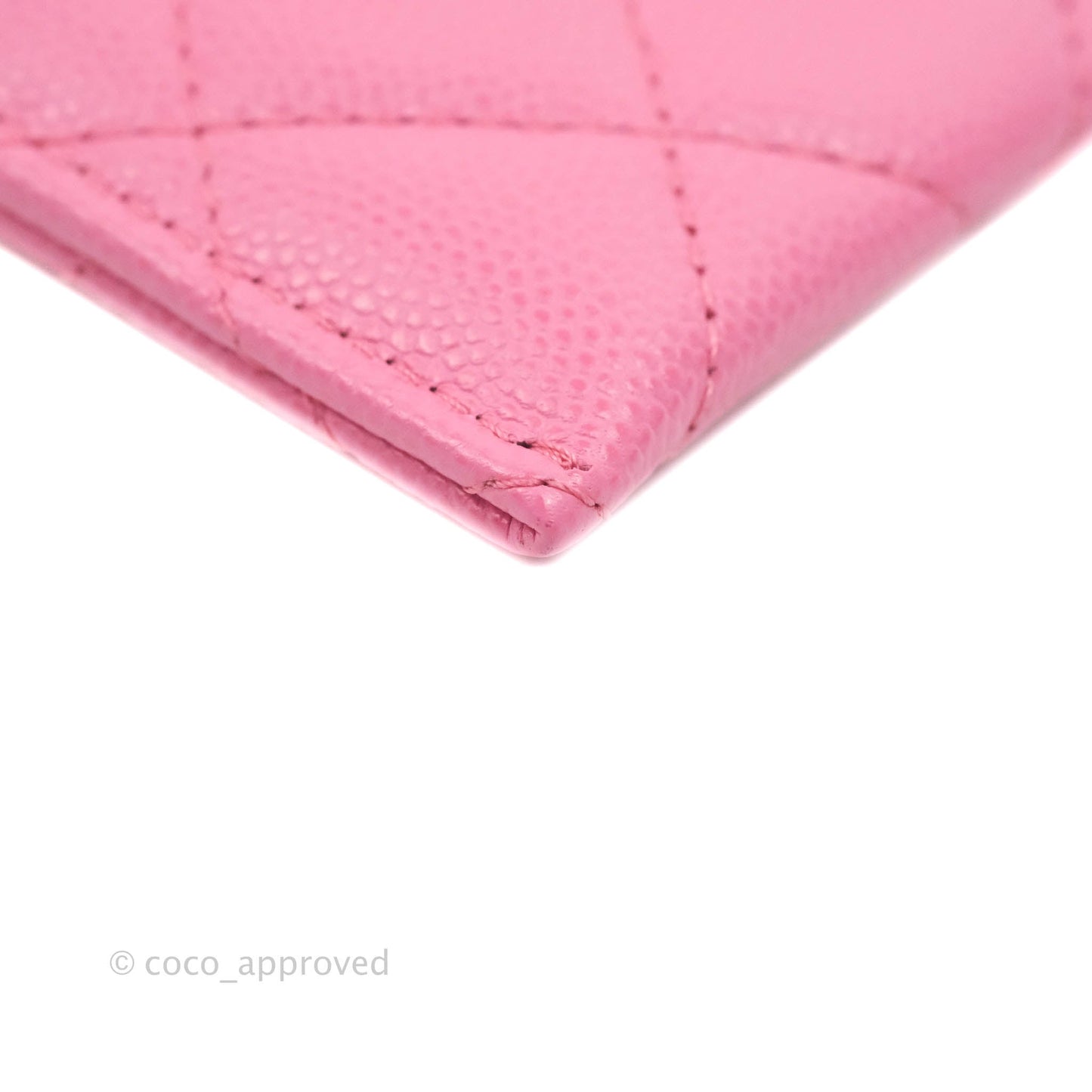 Chanel Classic Flat Card Holder Pink Caviar Gold Hardware