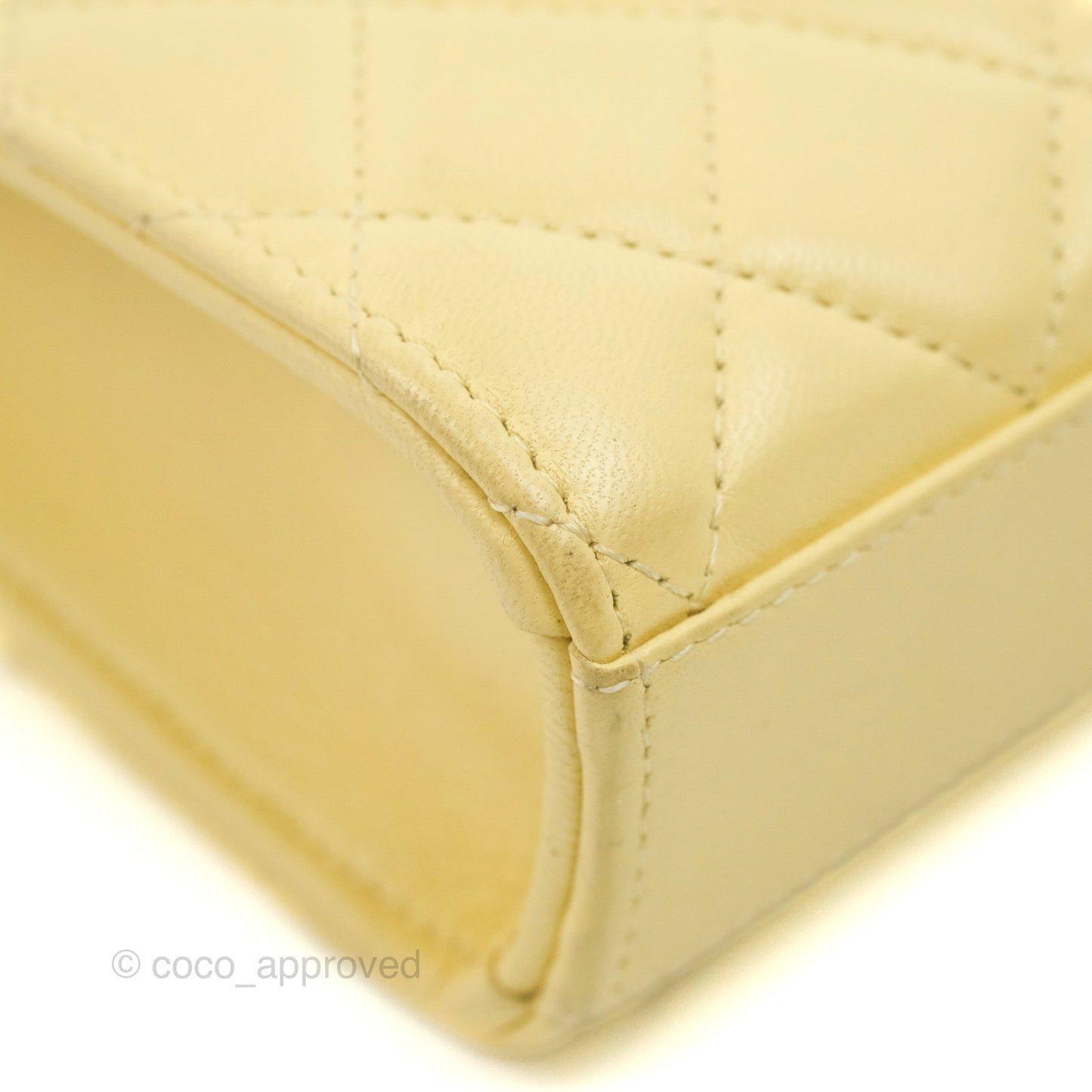 Chanel Quilted Pearl Crush Phone Holder With Chain Yellow Lambskin