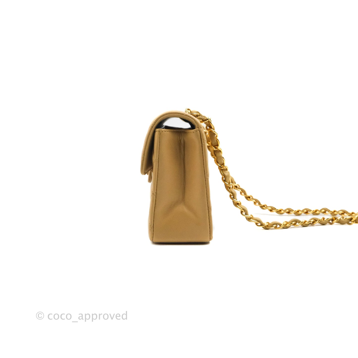 Chanel Vintage Mini Square Beige Lambskin 24K Gold Hardware