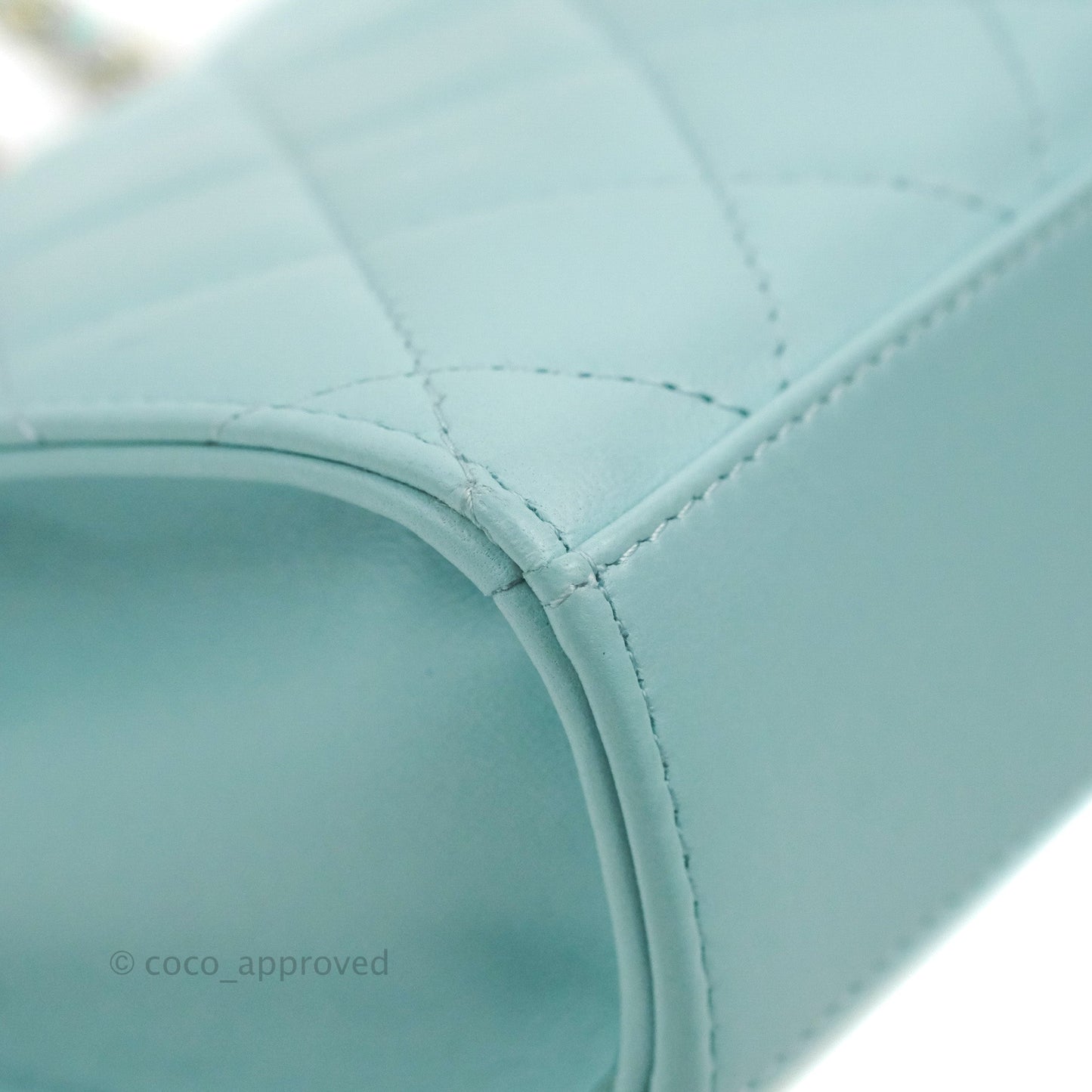 Chanel Mini Quilted Trendy CC Clutch With Chain Tiffany Blue Lambskin Gold Hardware