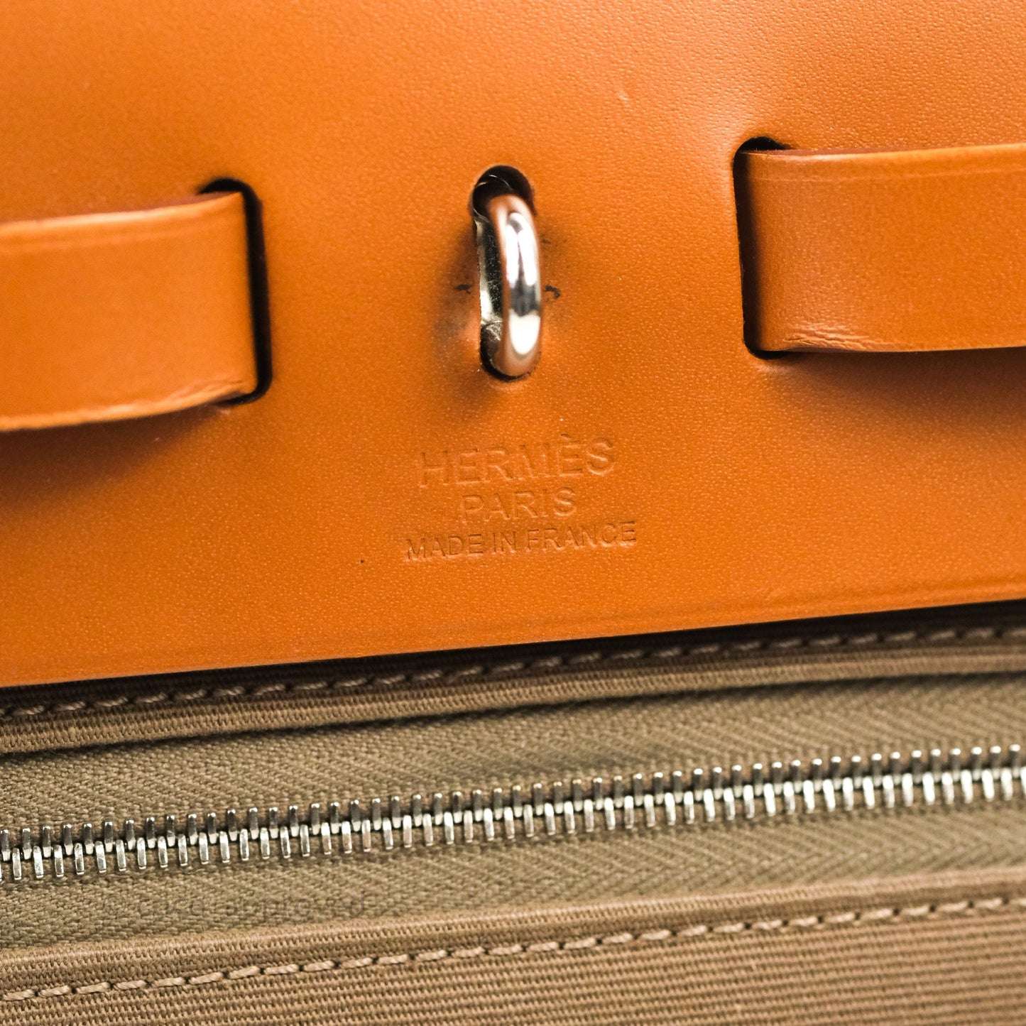 Hermès Herbag Zip 31 Etoupe/Fauve Canvas Palladium Hardware