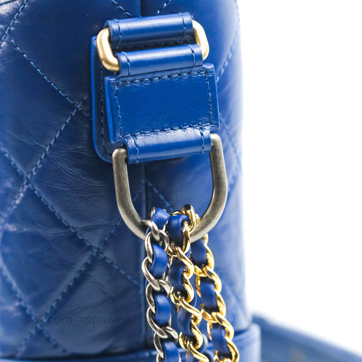 Chanel Quilted Small Gabrielle Logo Hobo Blue Aged Calfskin
