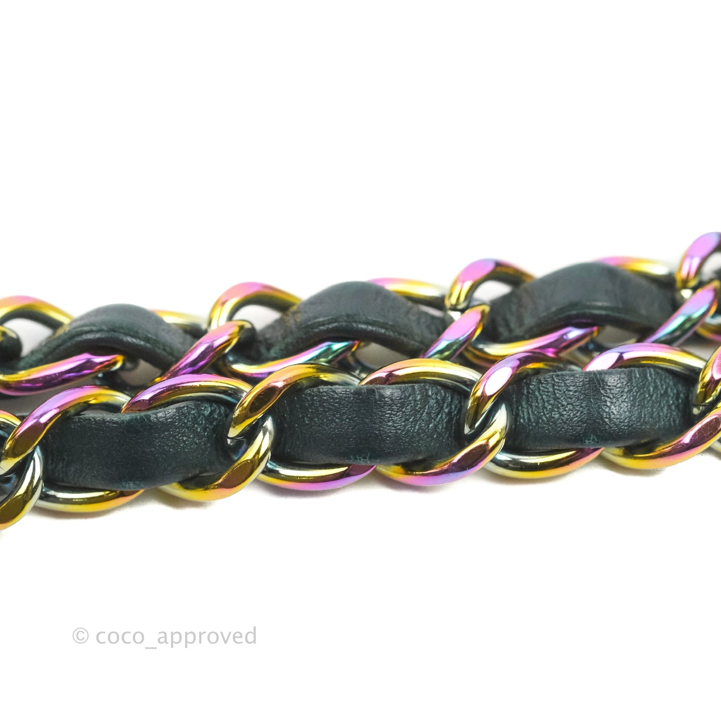 Chanel Quilted Medium CC Filigree Vanity Case Iridescent Dark Turquoise Caviar Rainbow Hardware
