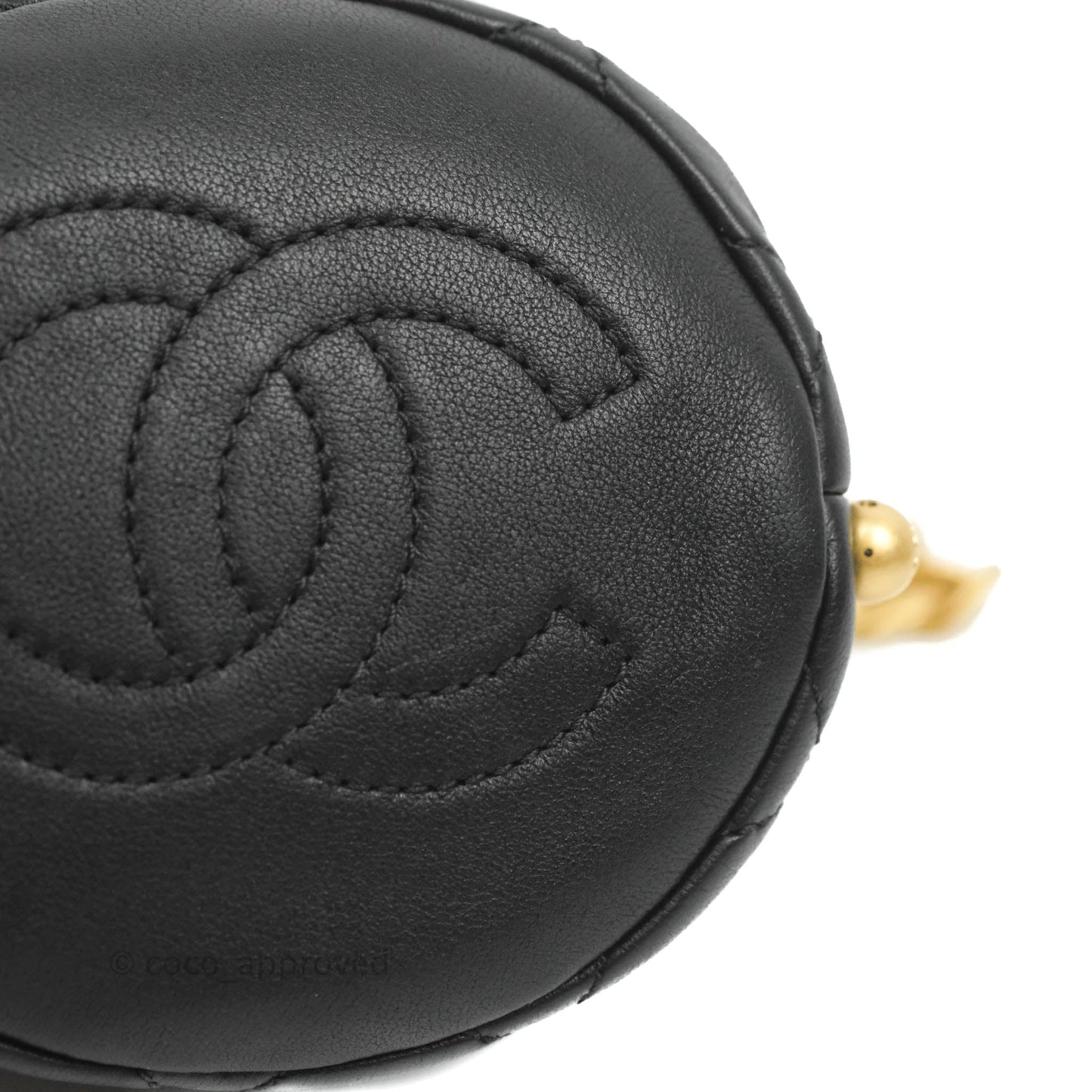 Chanel Quilted Pearl Mini About Pearls Drawstring Bucket Bag Black Calfskin