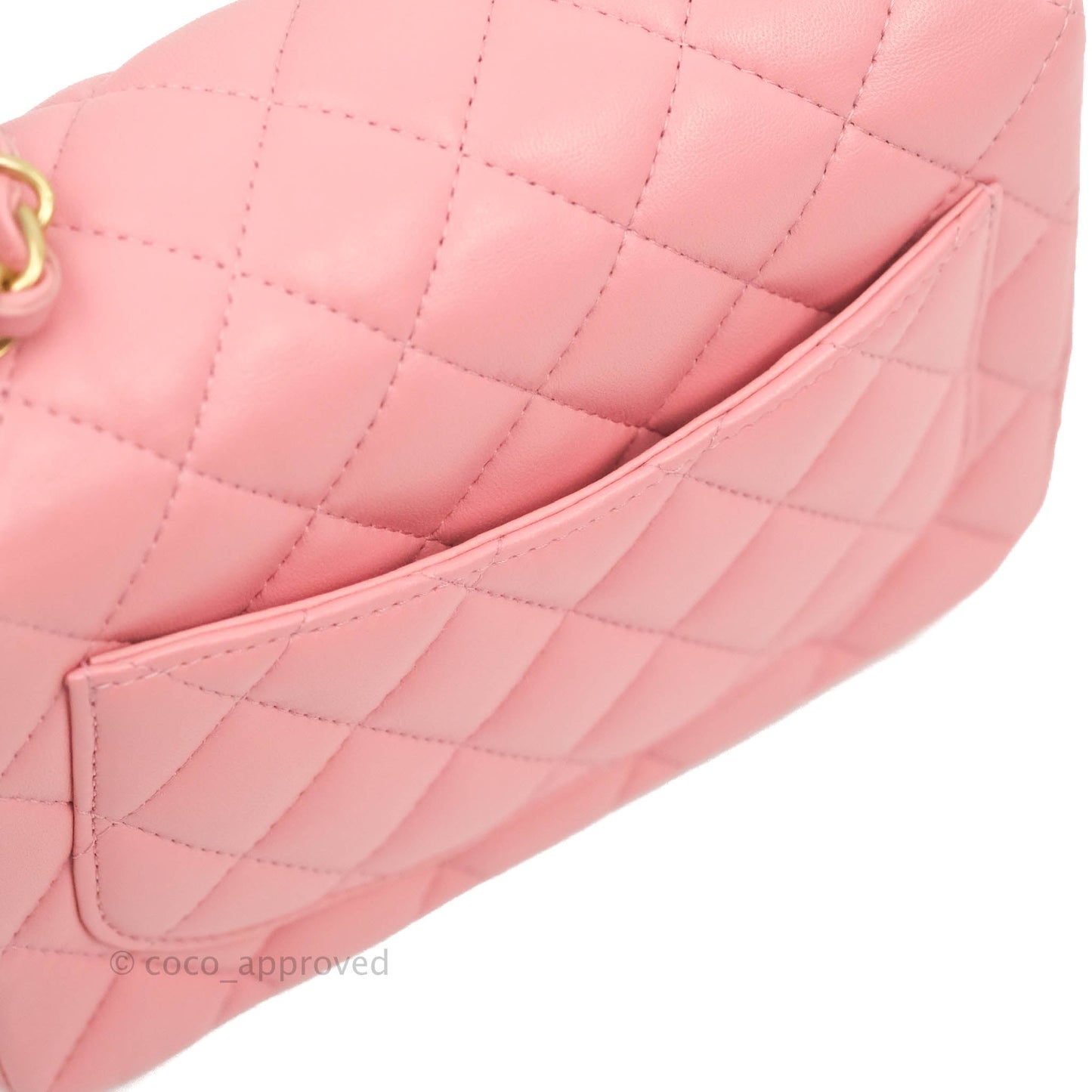 Chanel Mini Square Pink Lambskin Aged Gold Hardware