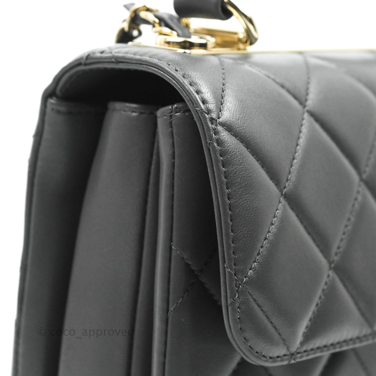 Chanel Small Quilted Trendy CC Dark Grey Lambskin Gold Hardware