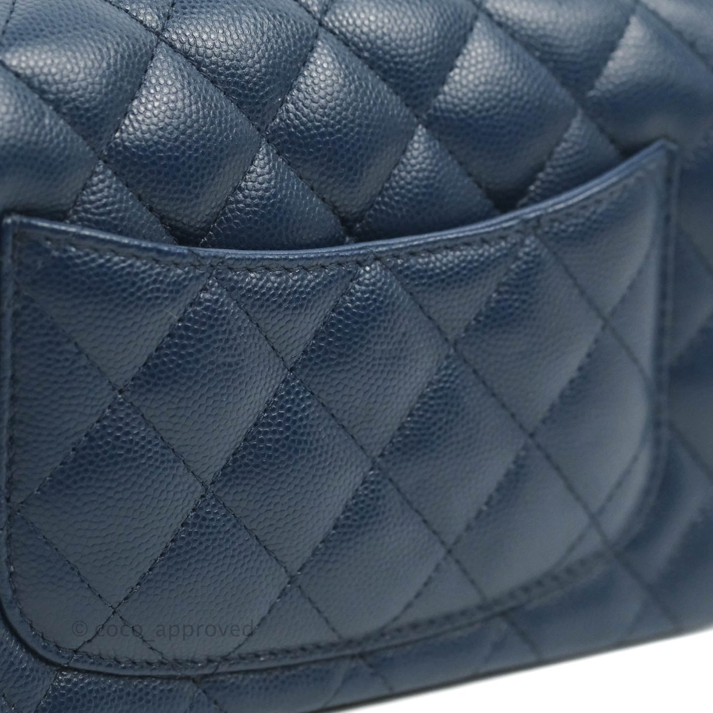 Chanel Quilted Mini Rectangular Flap Blue Caviar Silver Hardware 17B